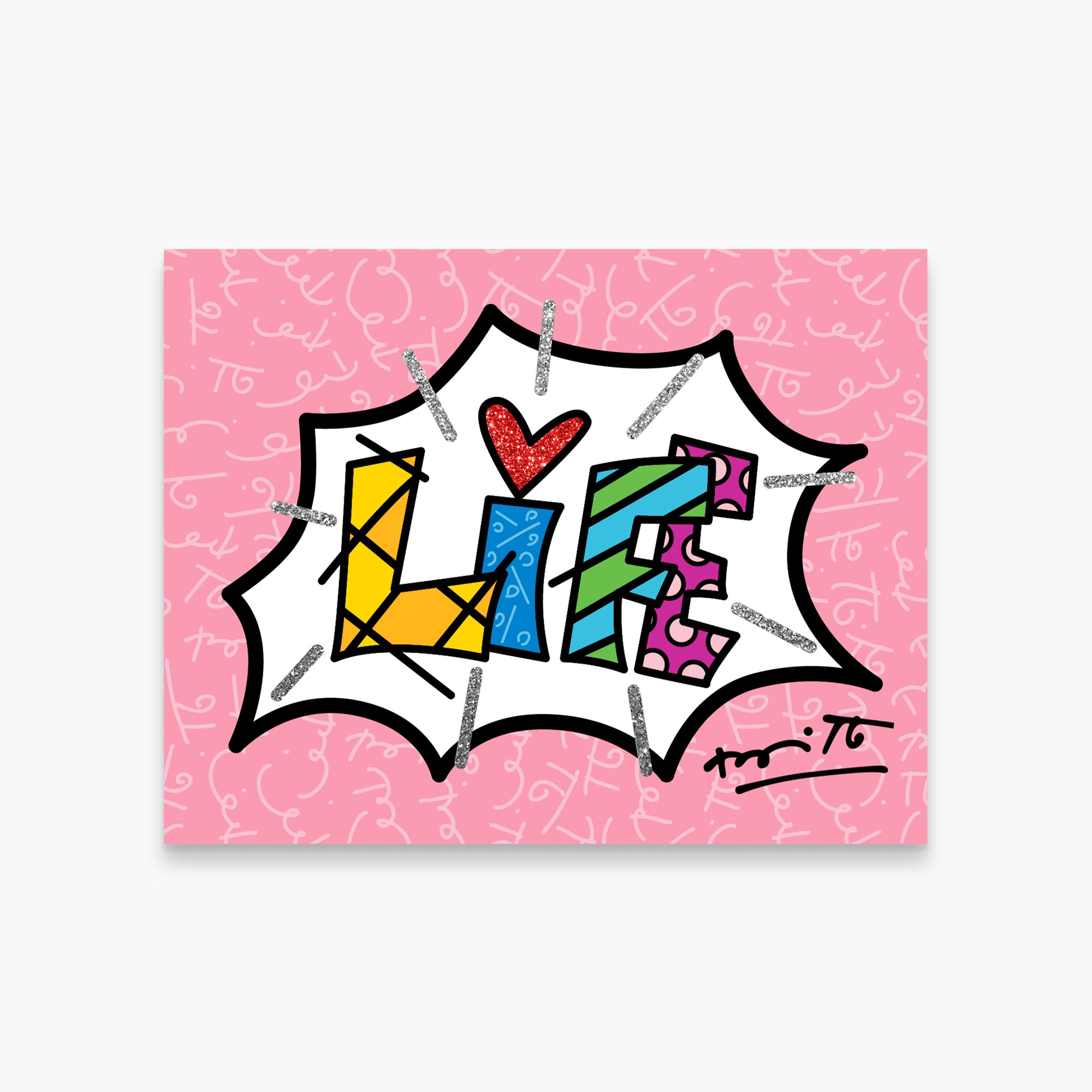 Romero Britto ロメロ DREAM ワードアート Dream Life (Pink Word) - Limited Edition Print - Shop Britto