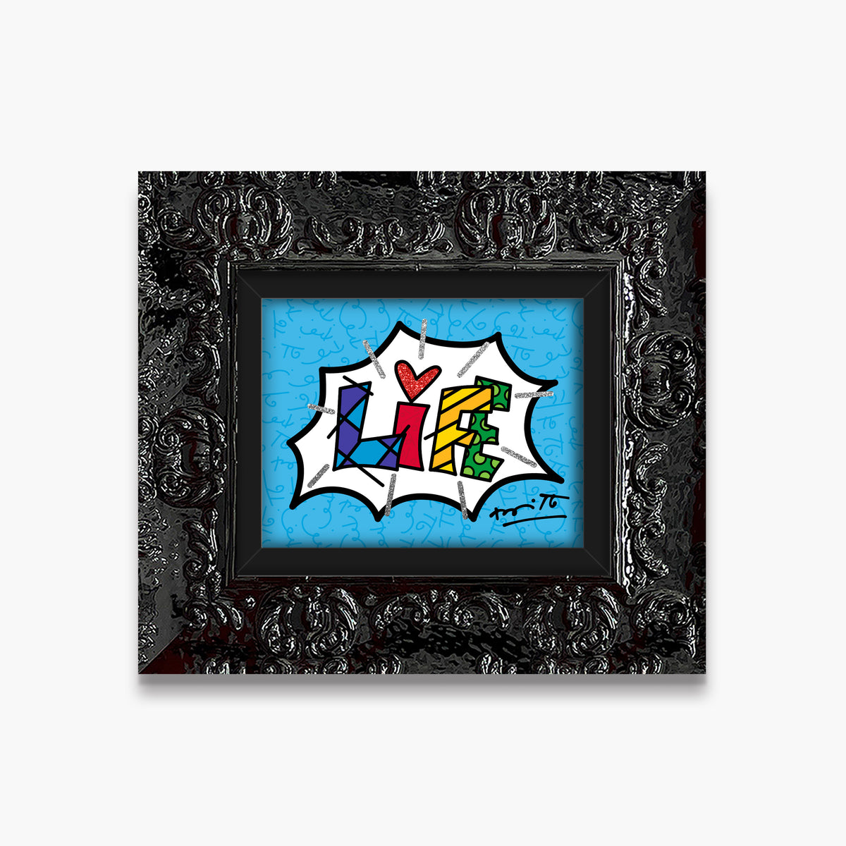 Romero Britto dream life blue word limited  contemporary pop art piece