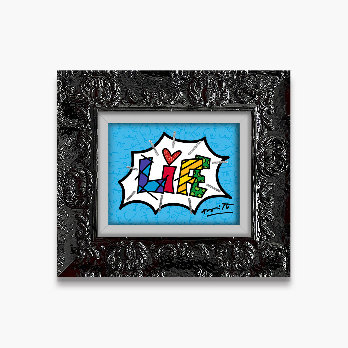 Romero Britto dream life blue word limited  colorful pop art design
