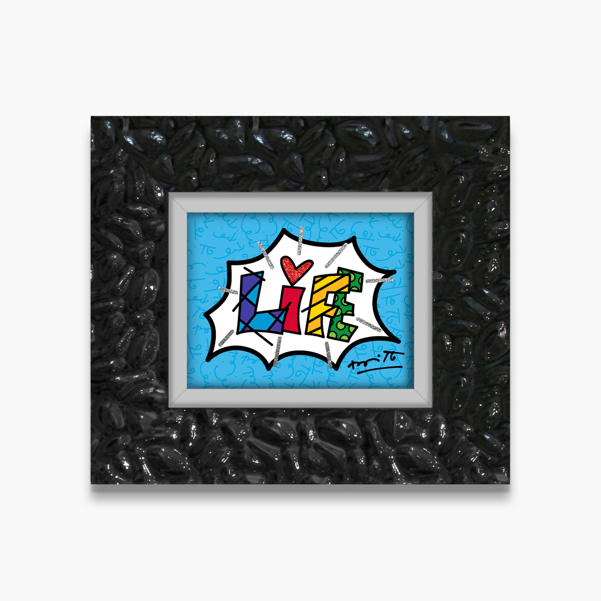 Romero Britto dream life blue word limited  contemporary pop art piece