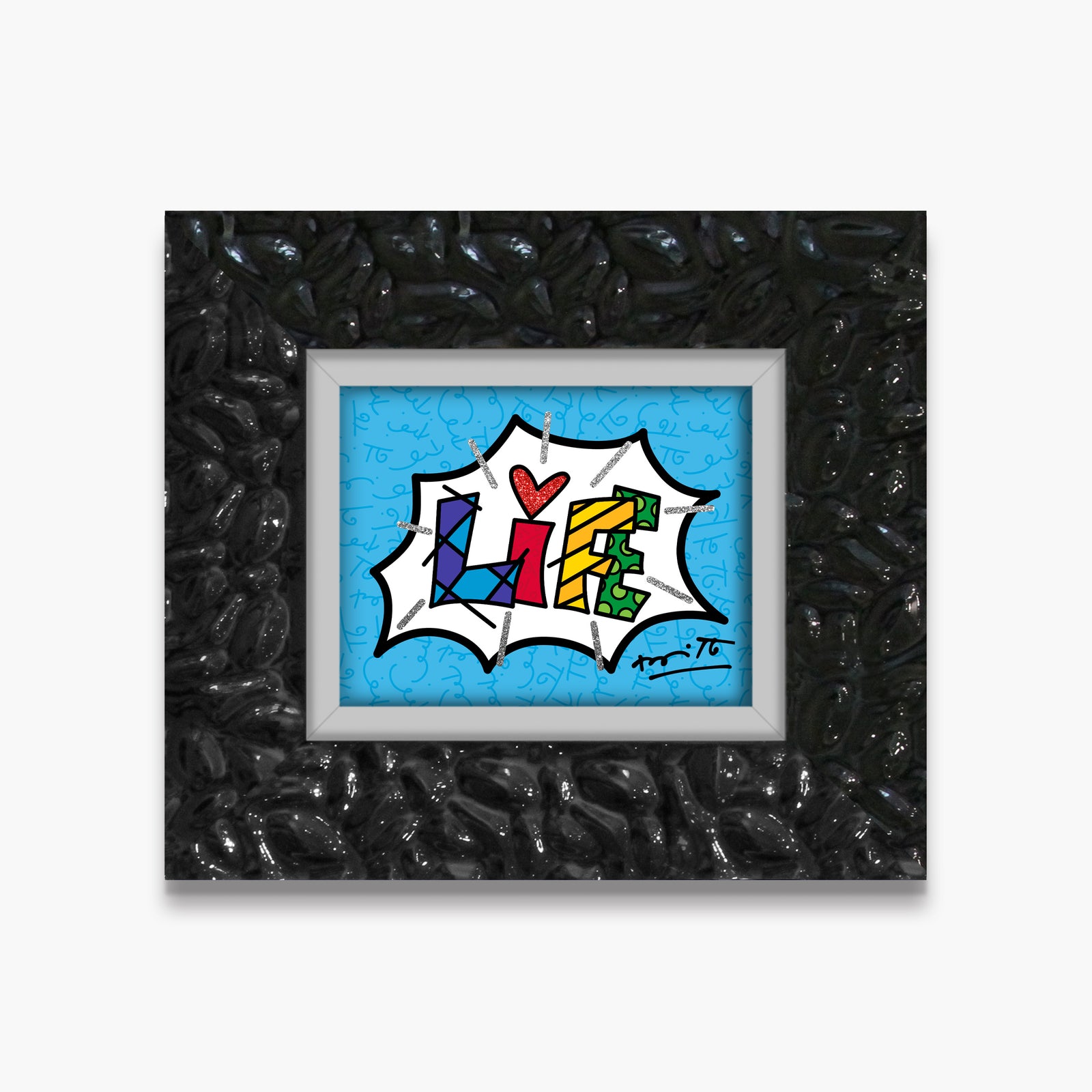 Romero Britto dream life blue word limited  contemporary pop art piece