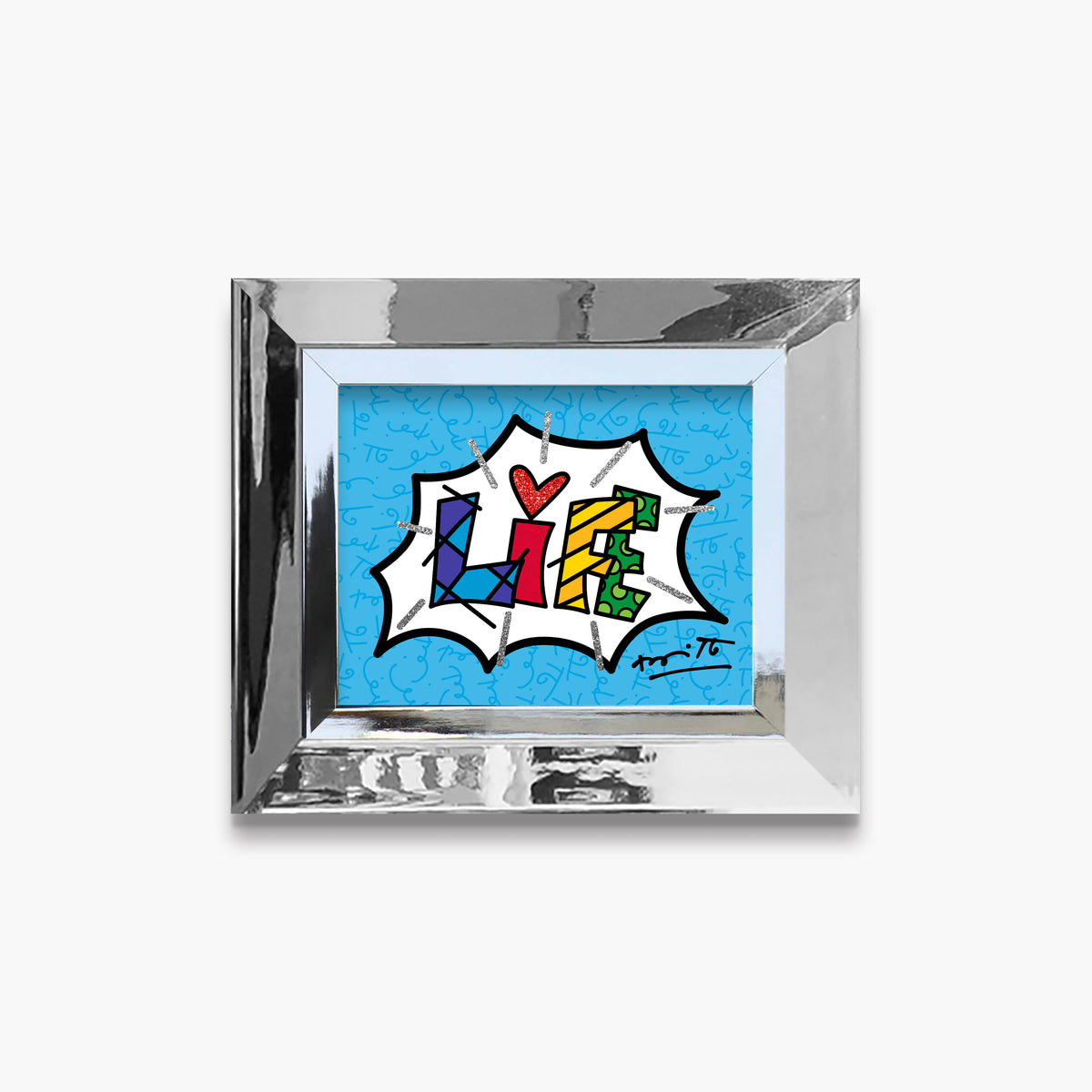 Romero Britto dream life blue word limited  colorful pop art design