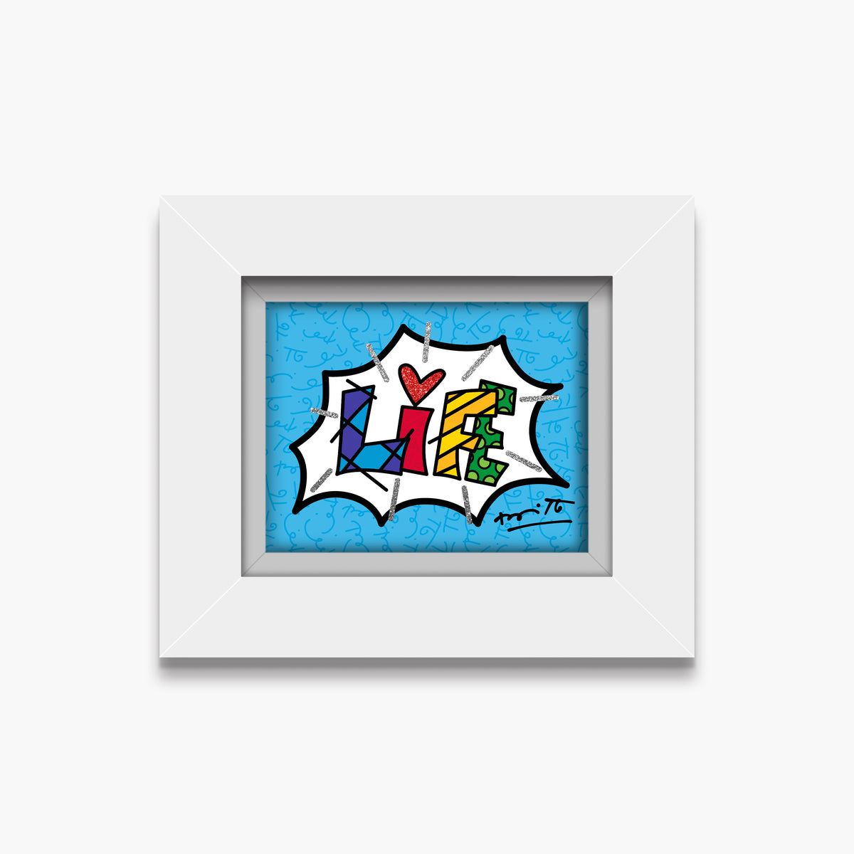 Romero Britto dream life blue word limited  contemporary pop art piece