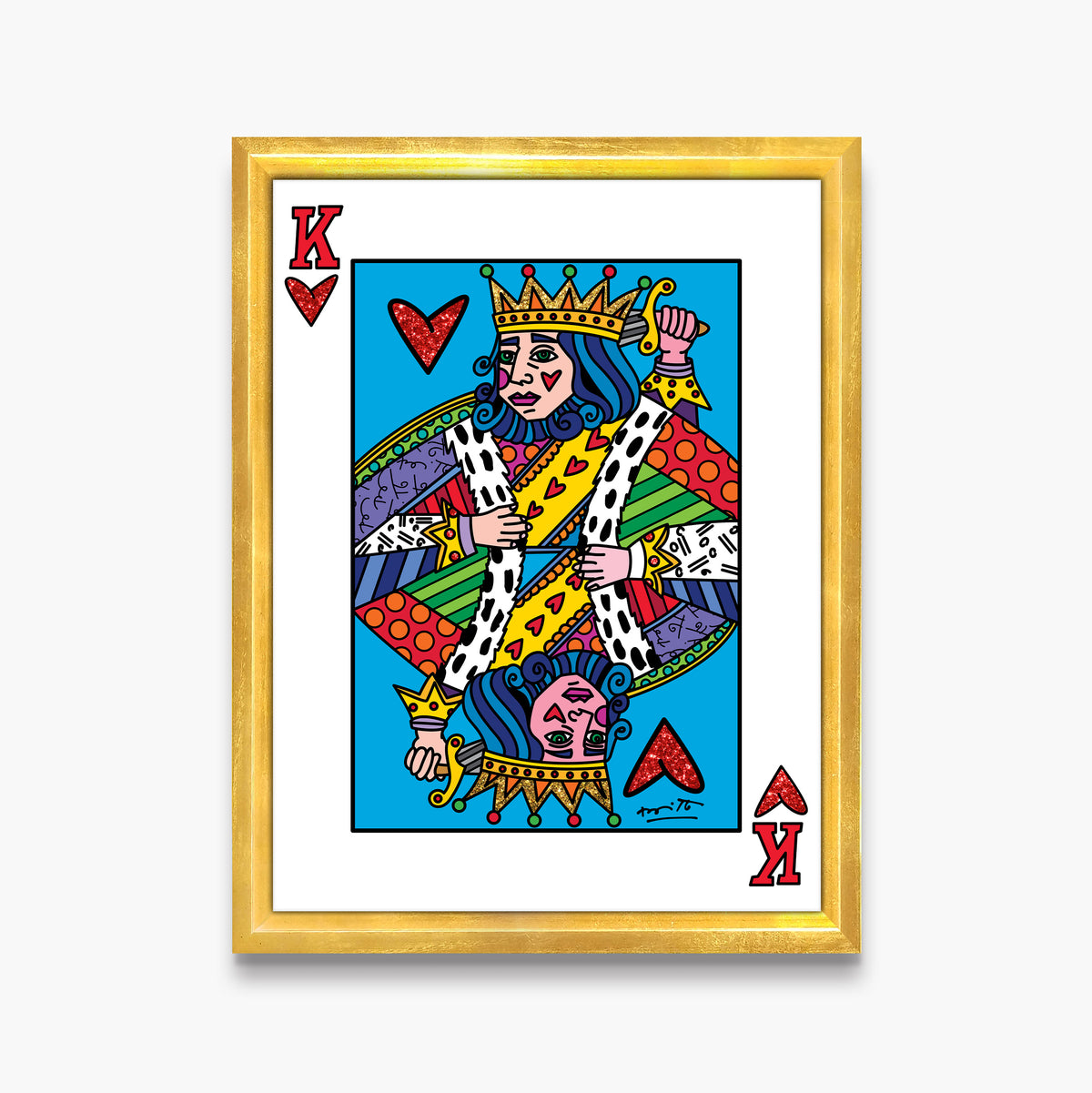 Romero Britto im the king limited edition  contemporary pop art piece