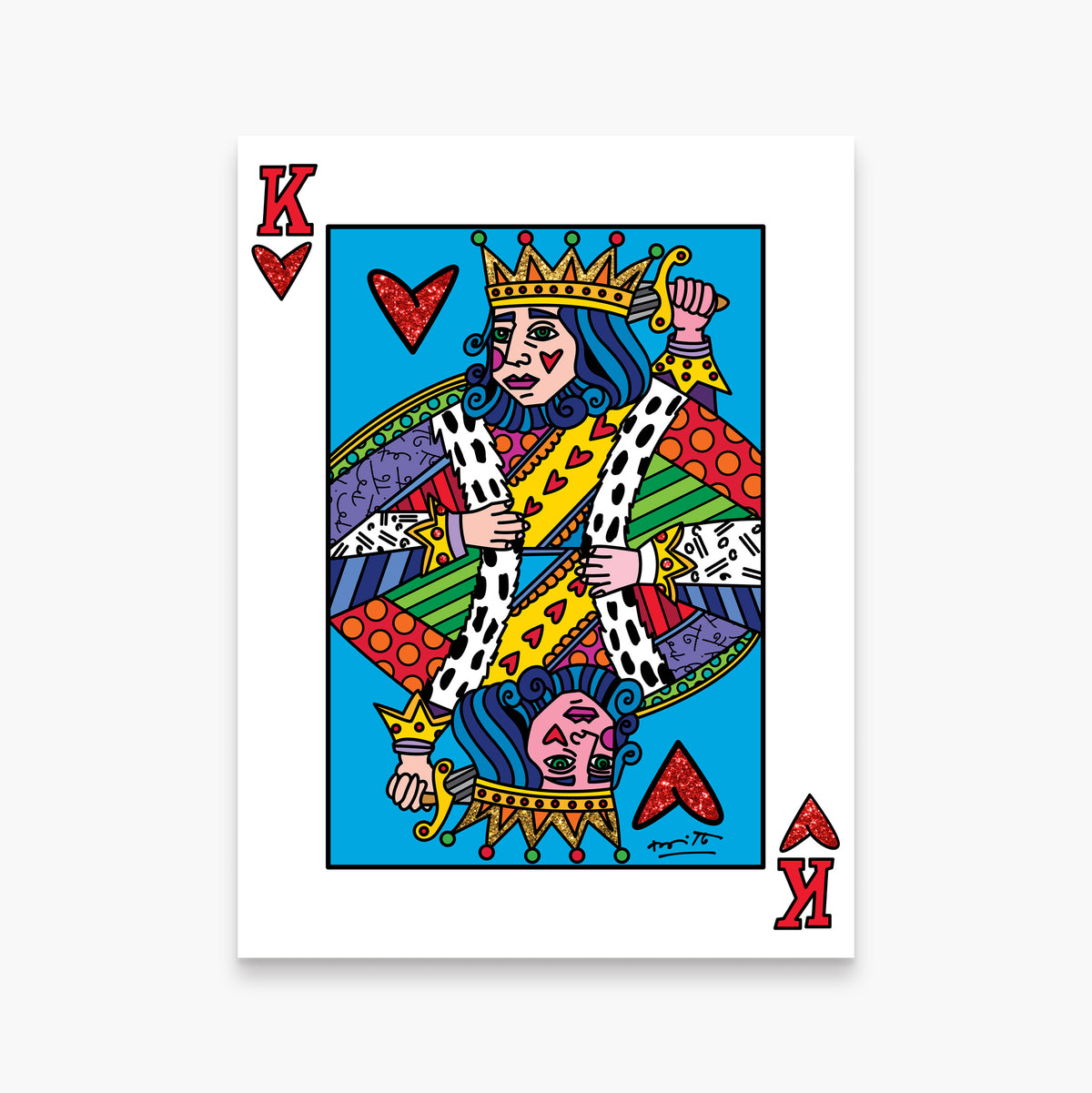 Romero Britto im the king limited edition  colorful pop art design