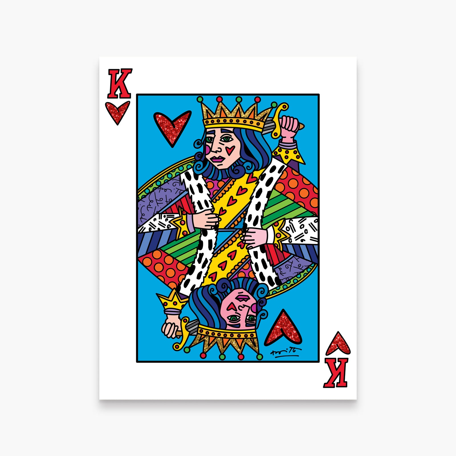 Romero Britto im the king limited edition  colorful pop art design