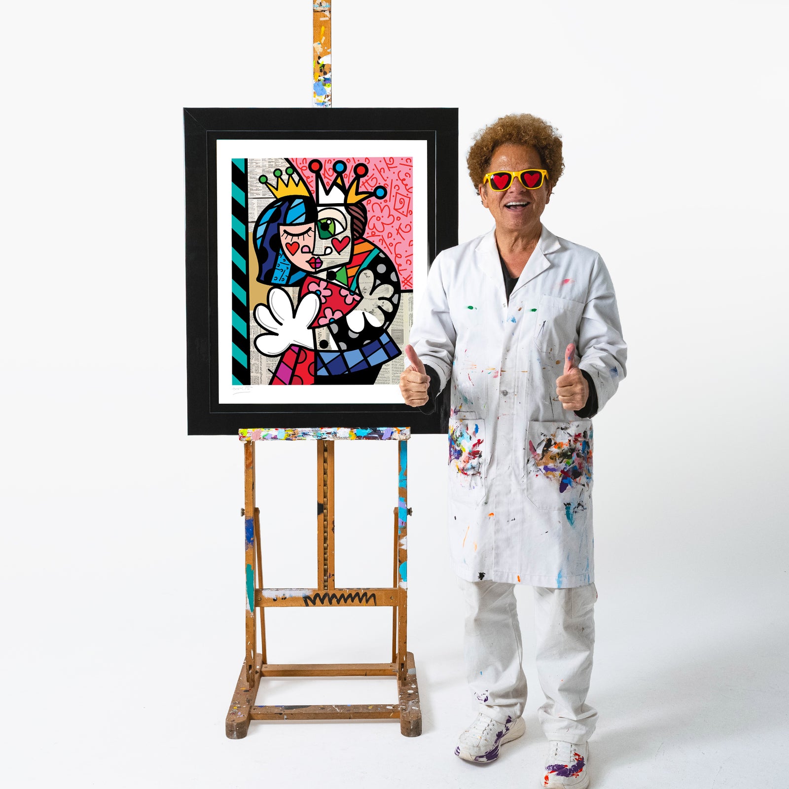 Romero Britto abrazo limited edition print  colorful pop art design