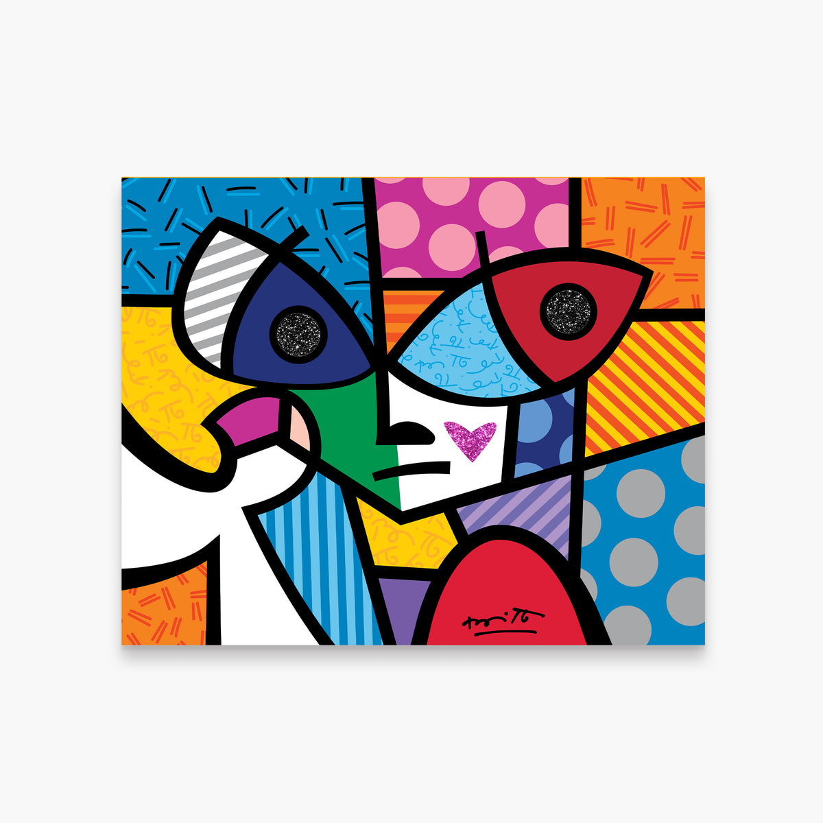 Romero Britto green boy limited edition print  colorful pop art design