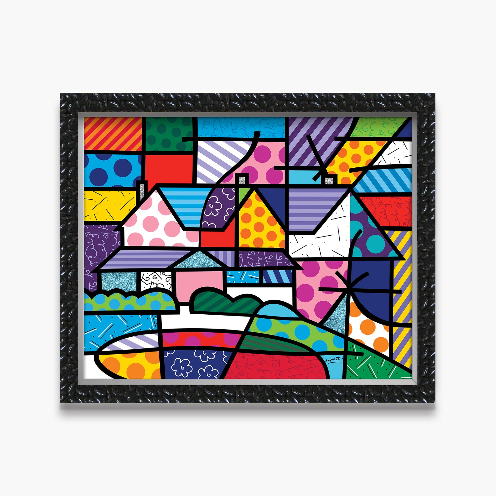 Romero Britto roses view limited edition print  contemporary pop art piece