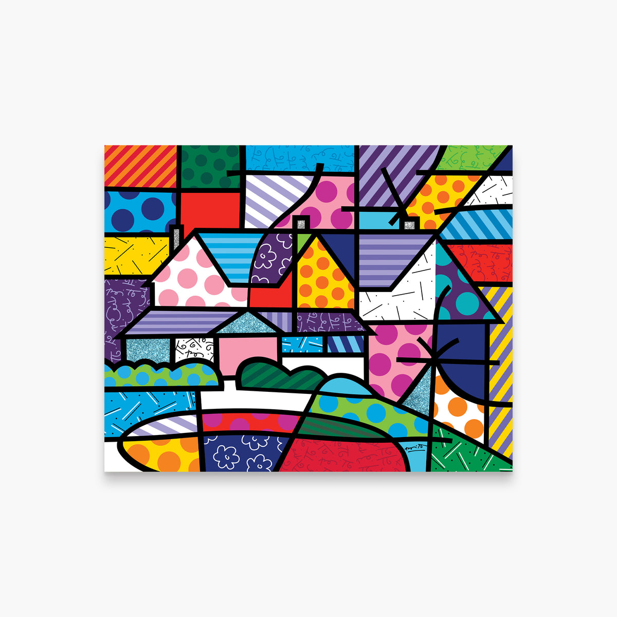Romero Britto roses view limited edition print  colorful pop art design