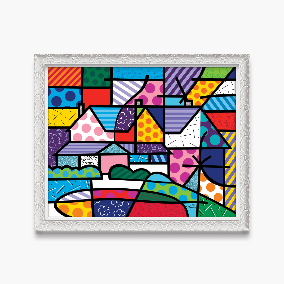 Romero Britto roses view limited edition print  contemporary pop art piece