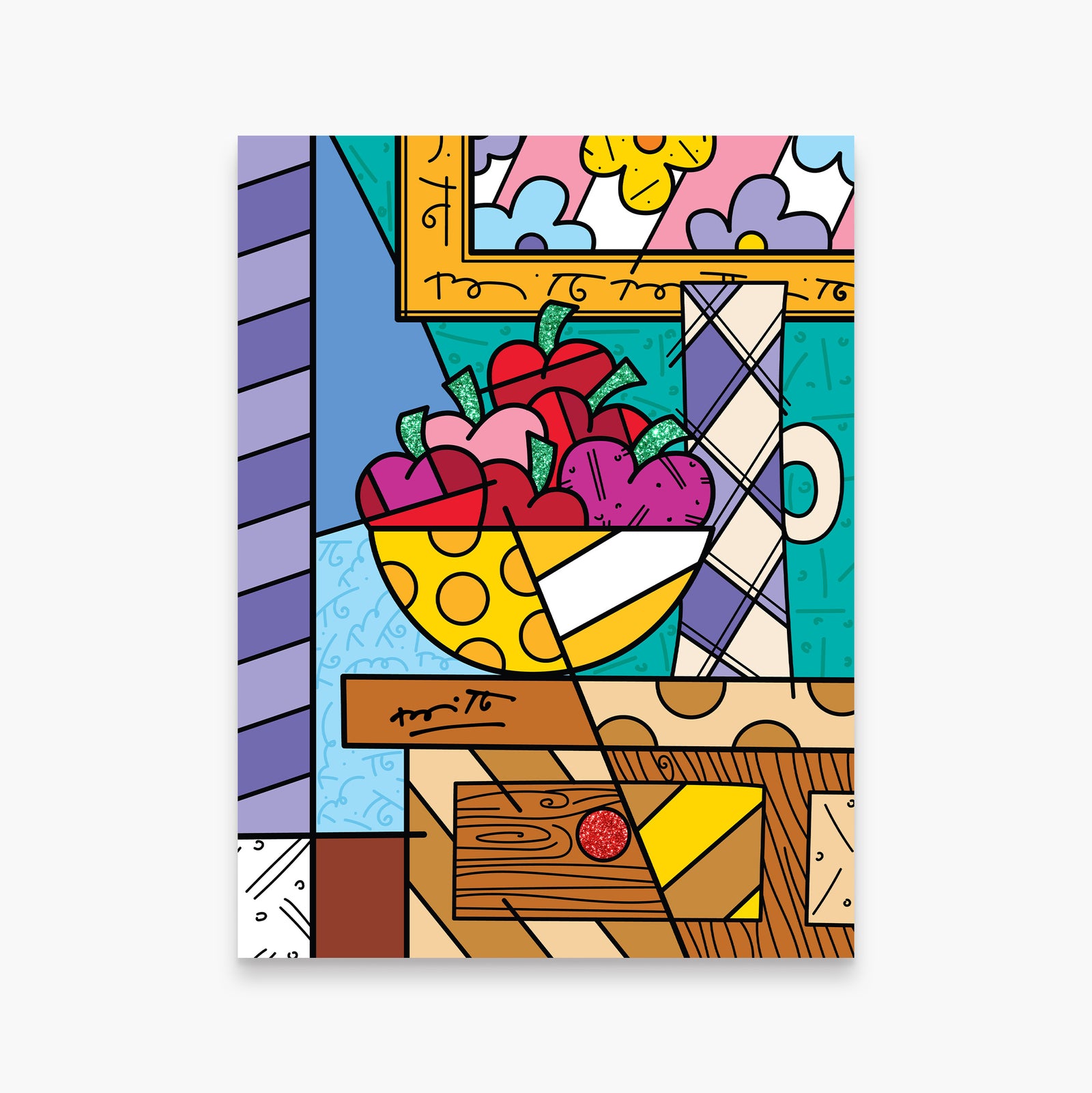 Romero Britto at home limited edition print  colorful pop art design