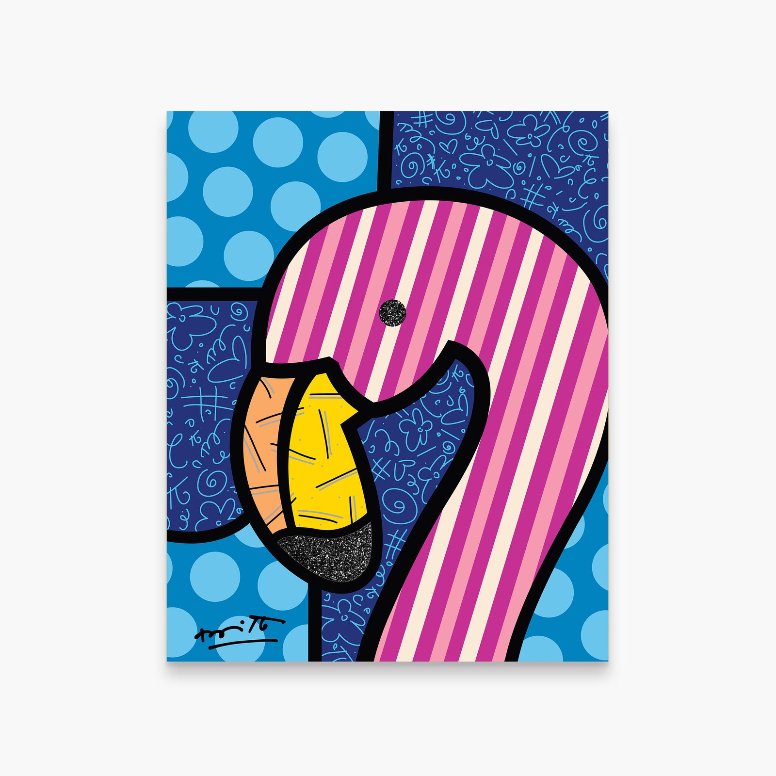 Romero Britto pinks limited edition print  colorful pop art design