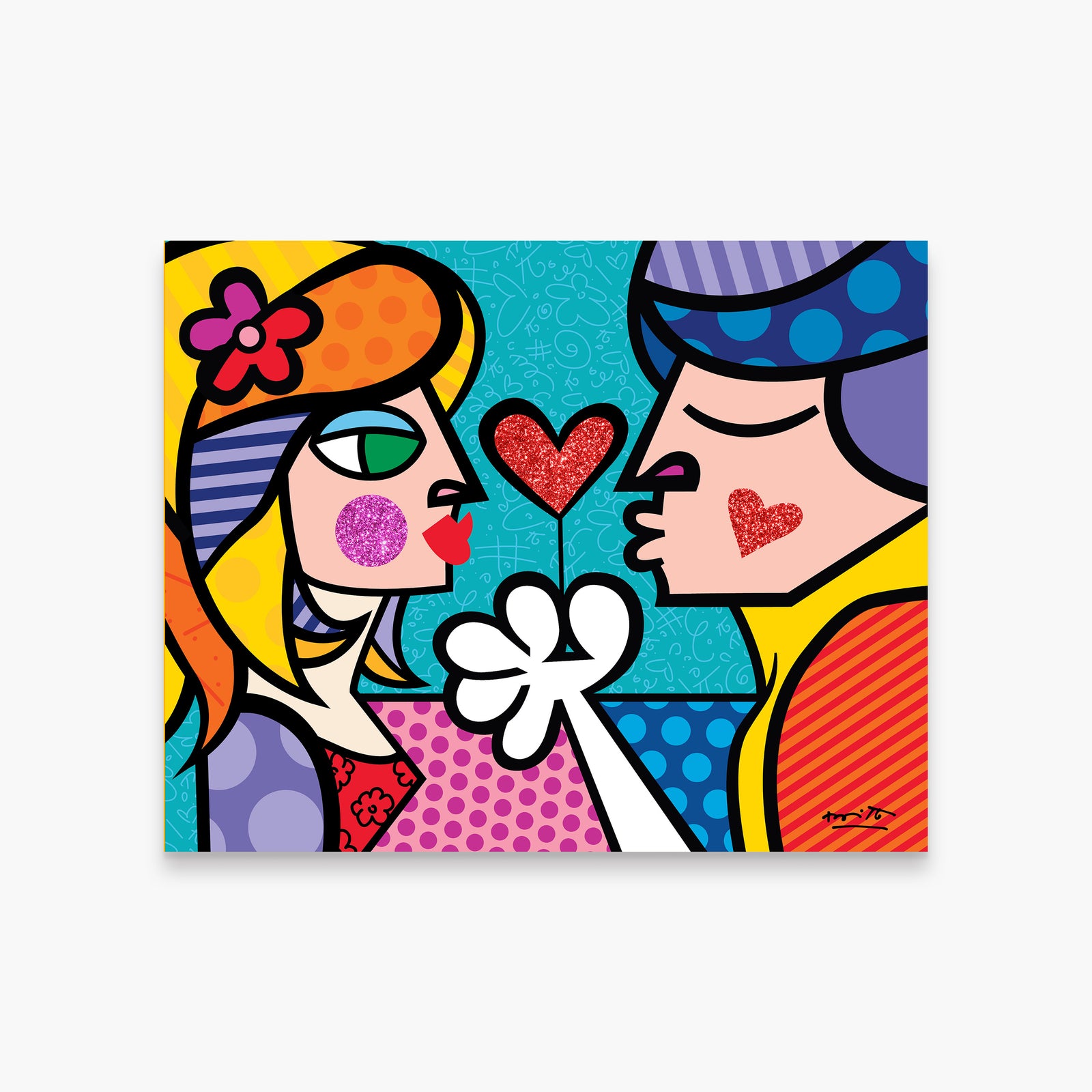 Romero Britto sweet heart limited edition print  colorful pop art design