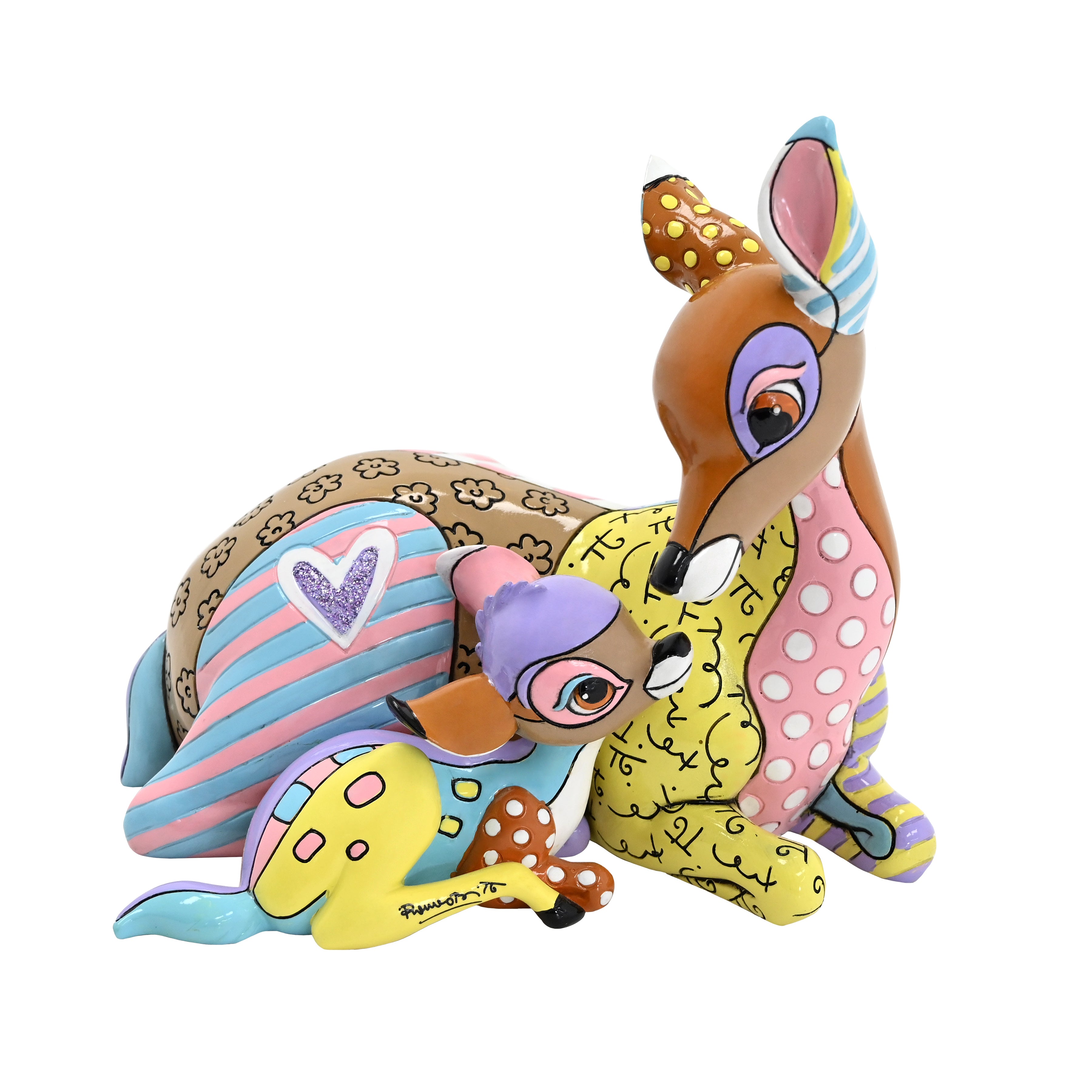 BRITTO Disney フィギュア オブジェ バンビ＆マザー BAMBI & MOTHER - Disney by Britto Figurine - HAND SIGNED