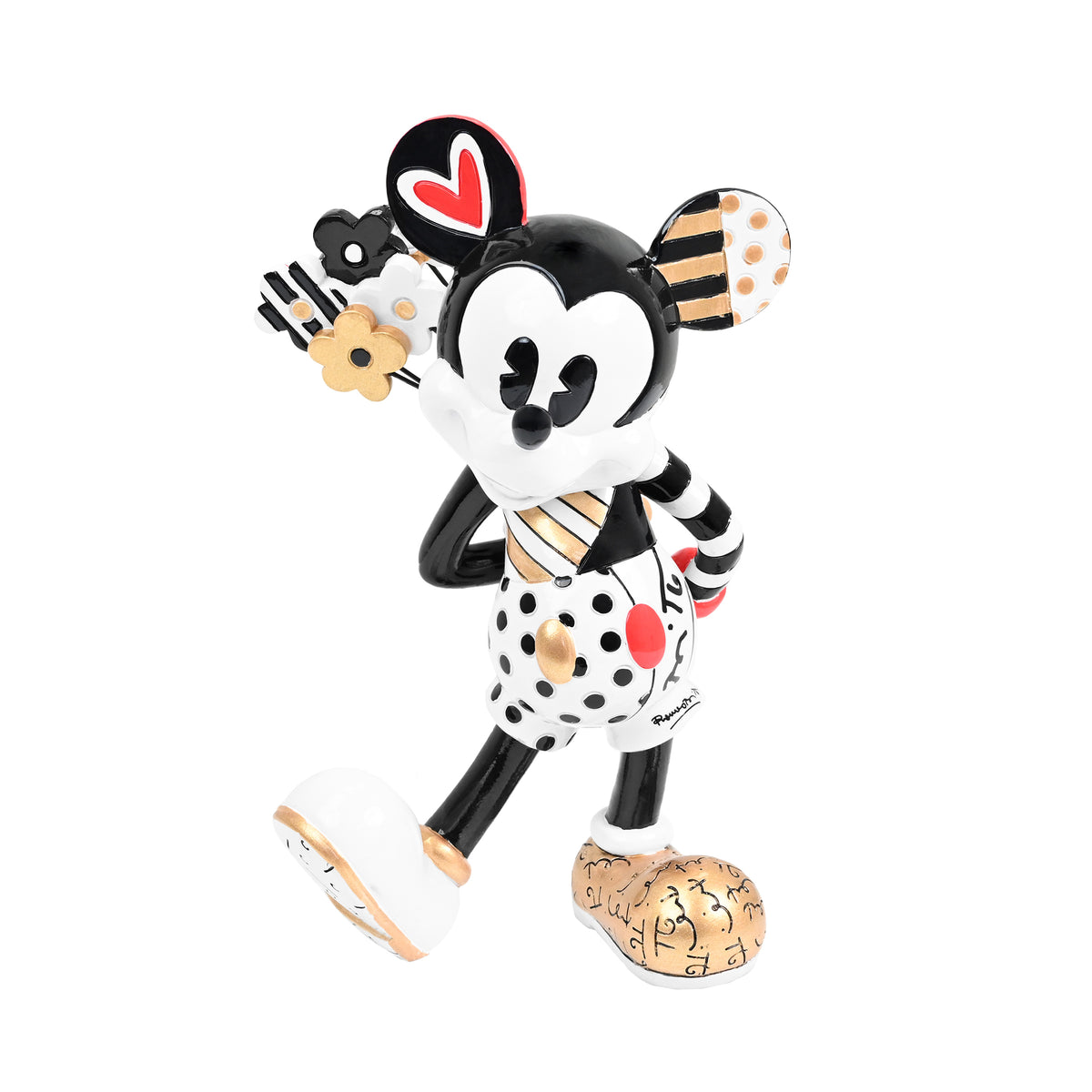 Romero Britto mickey with flowers black gold  colorful pop art design
