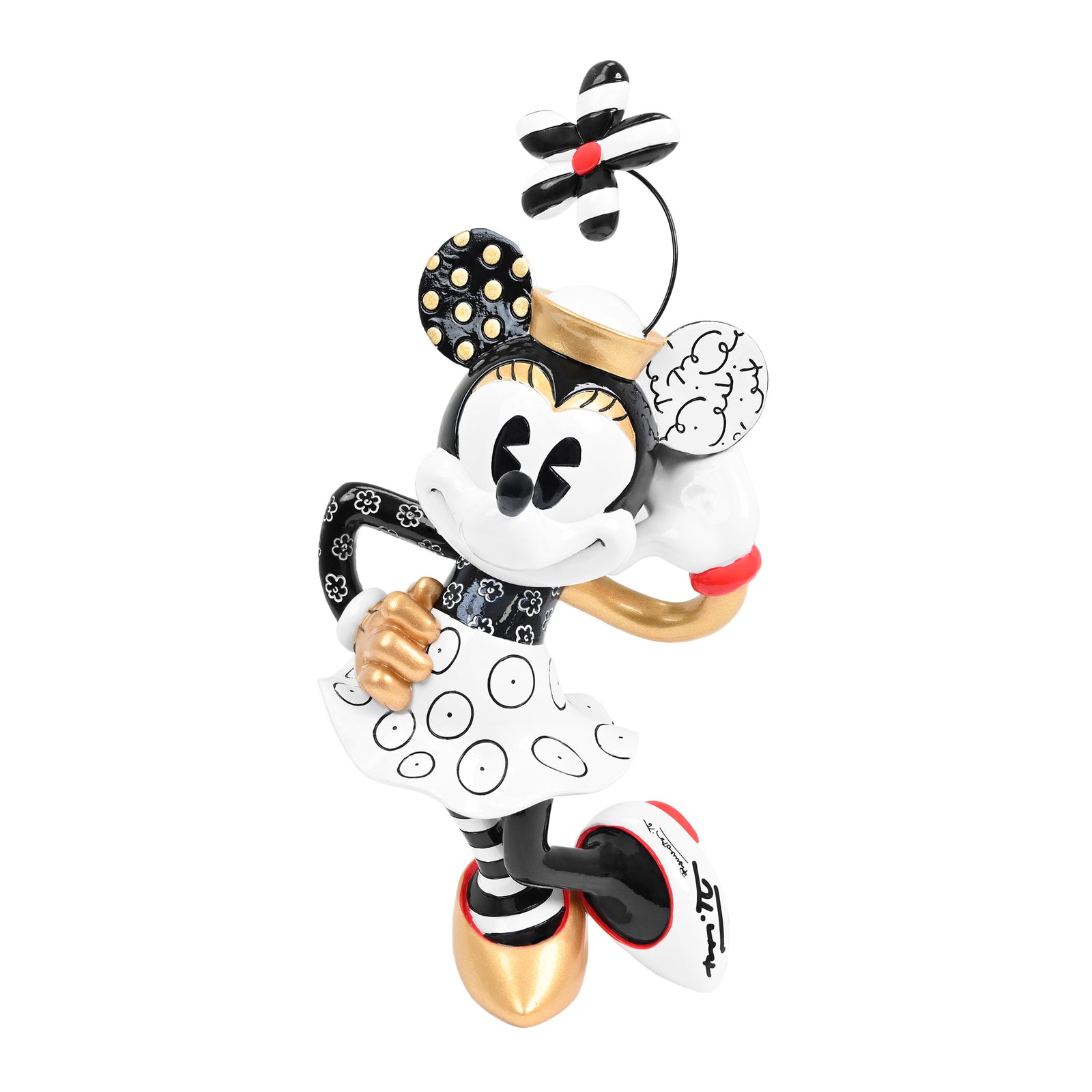 Minnie With Flower Hat - Black & Gold - Disney by Britto