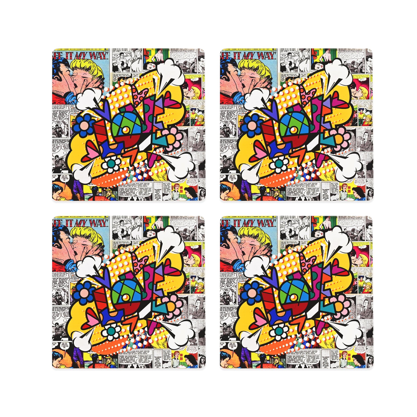 modern pop art love word comic britto squared  vibrant home decor