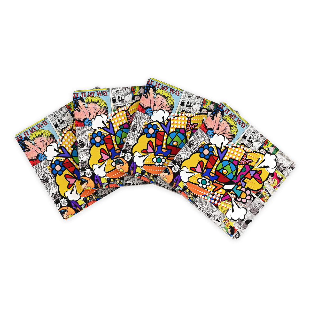 Romero Britto love word comic britto squared  colorful pop art design