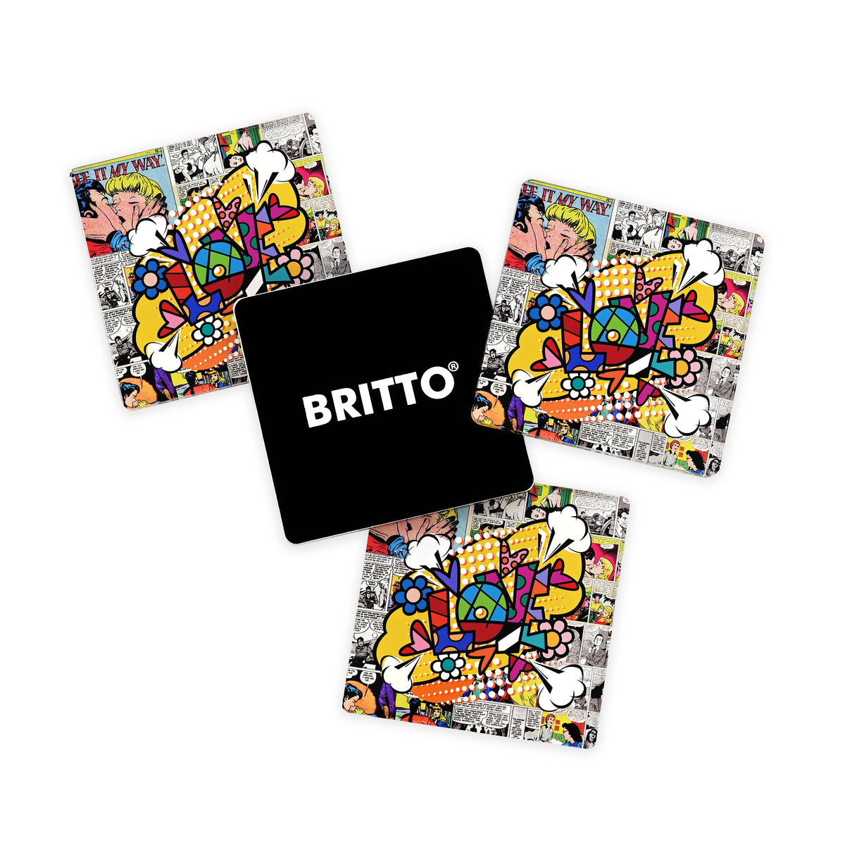 love word comic britto squared  colorful decorative collectible gift idea