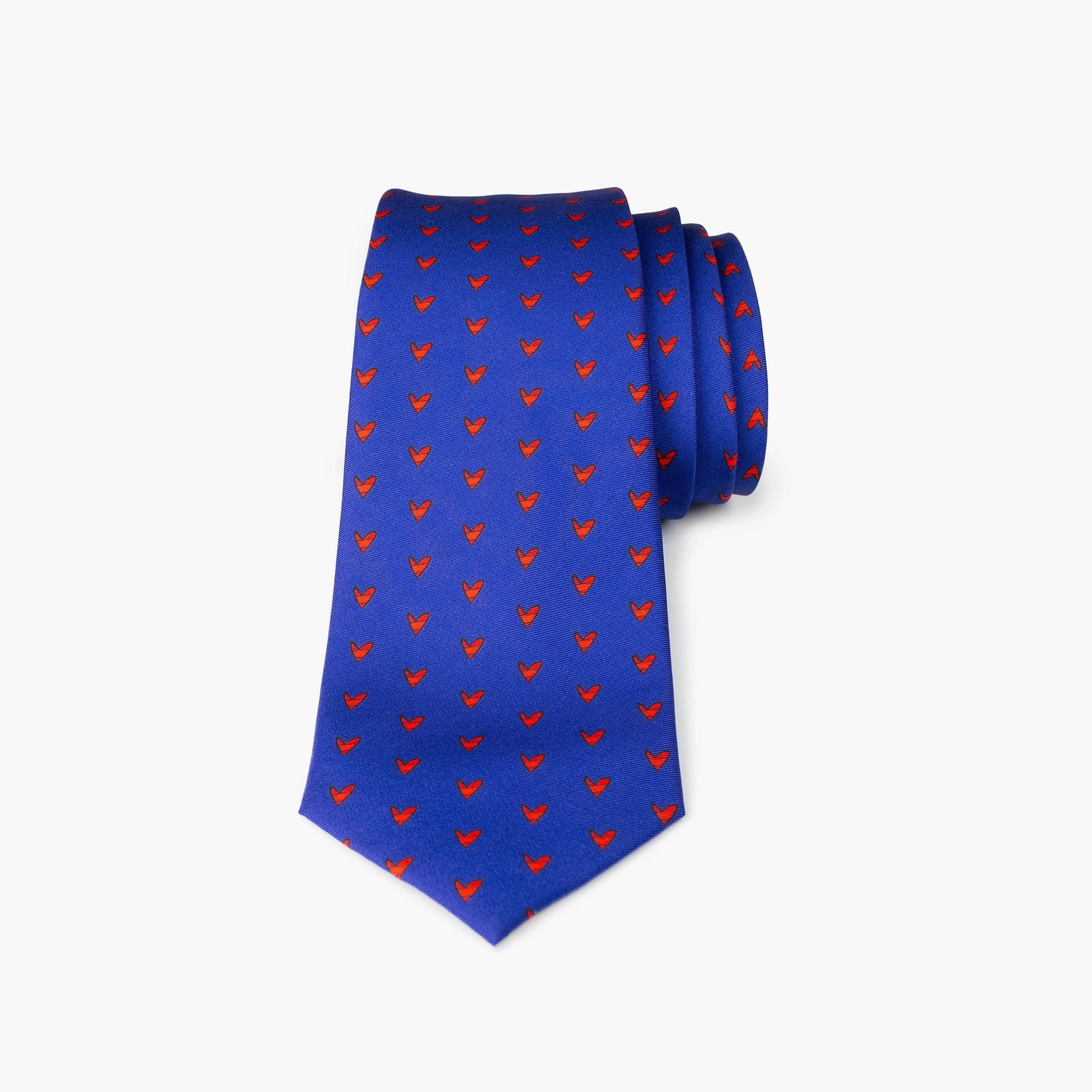 Red Hearts On Blue Britto Tie