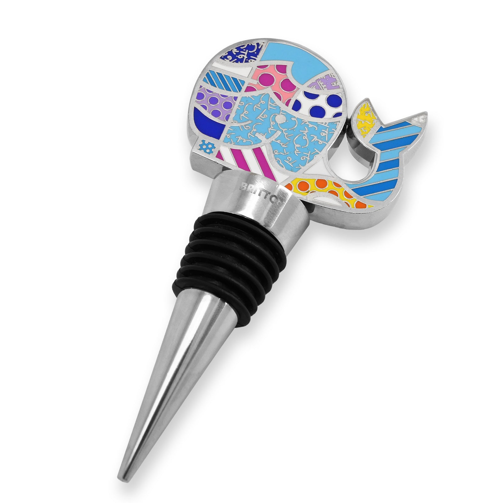 whale britto wine stopper  artistic colorful design collectible
