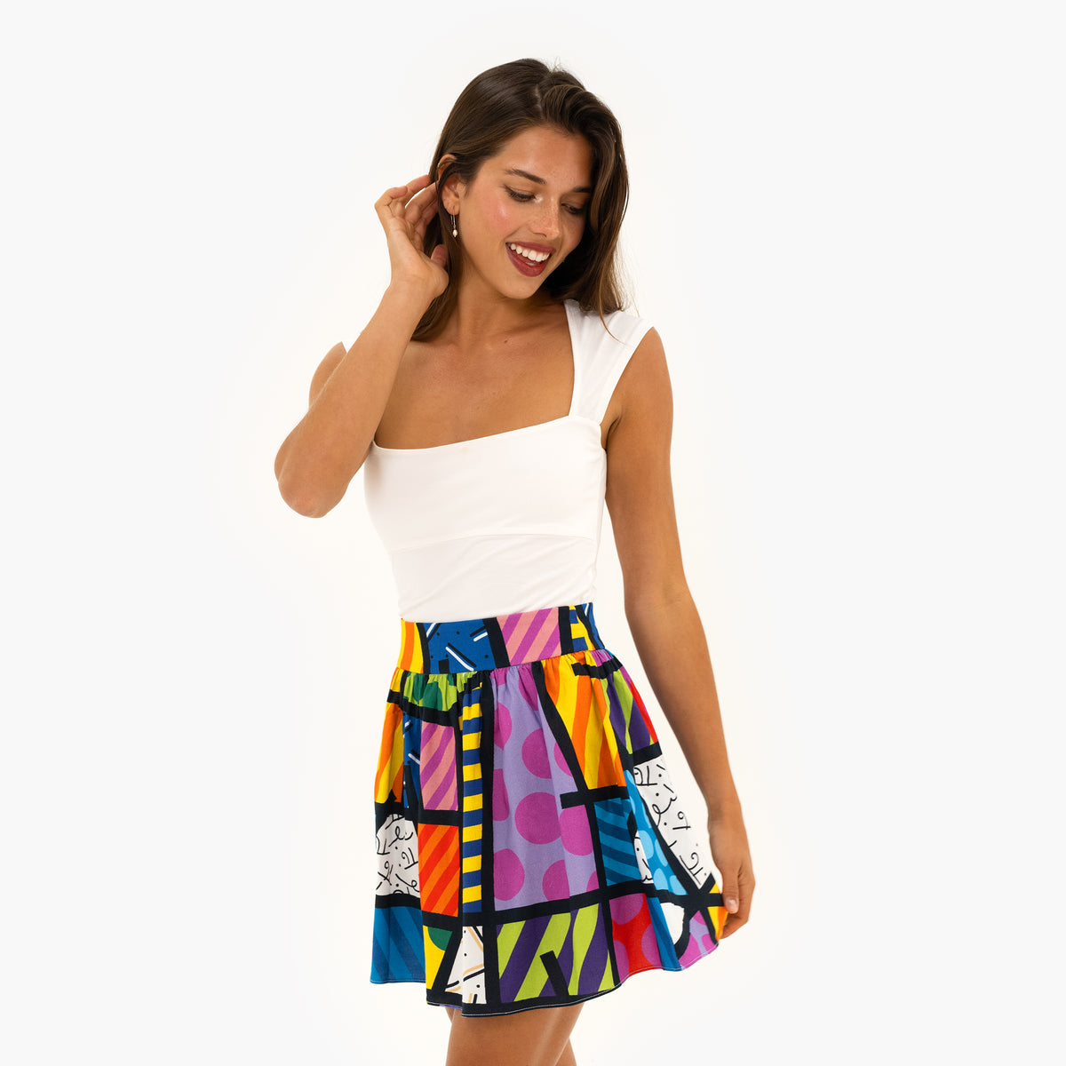BRITTO® Pleated Skirt - Colorful Landscape Design – Shop Britto