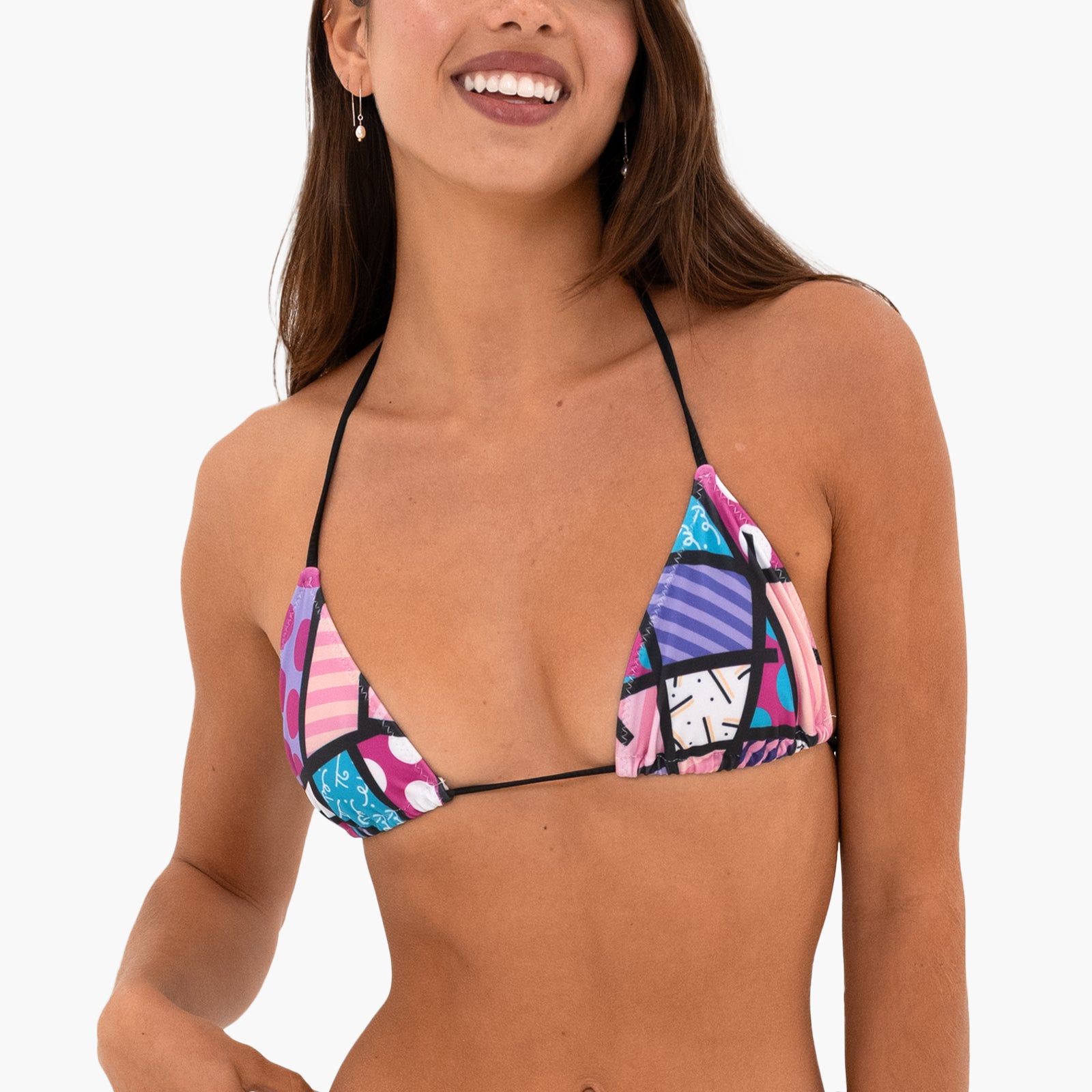 Romero Britto pink landscape britto triangle bikini  colorful pop art design