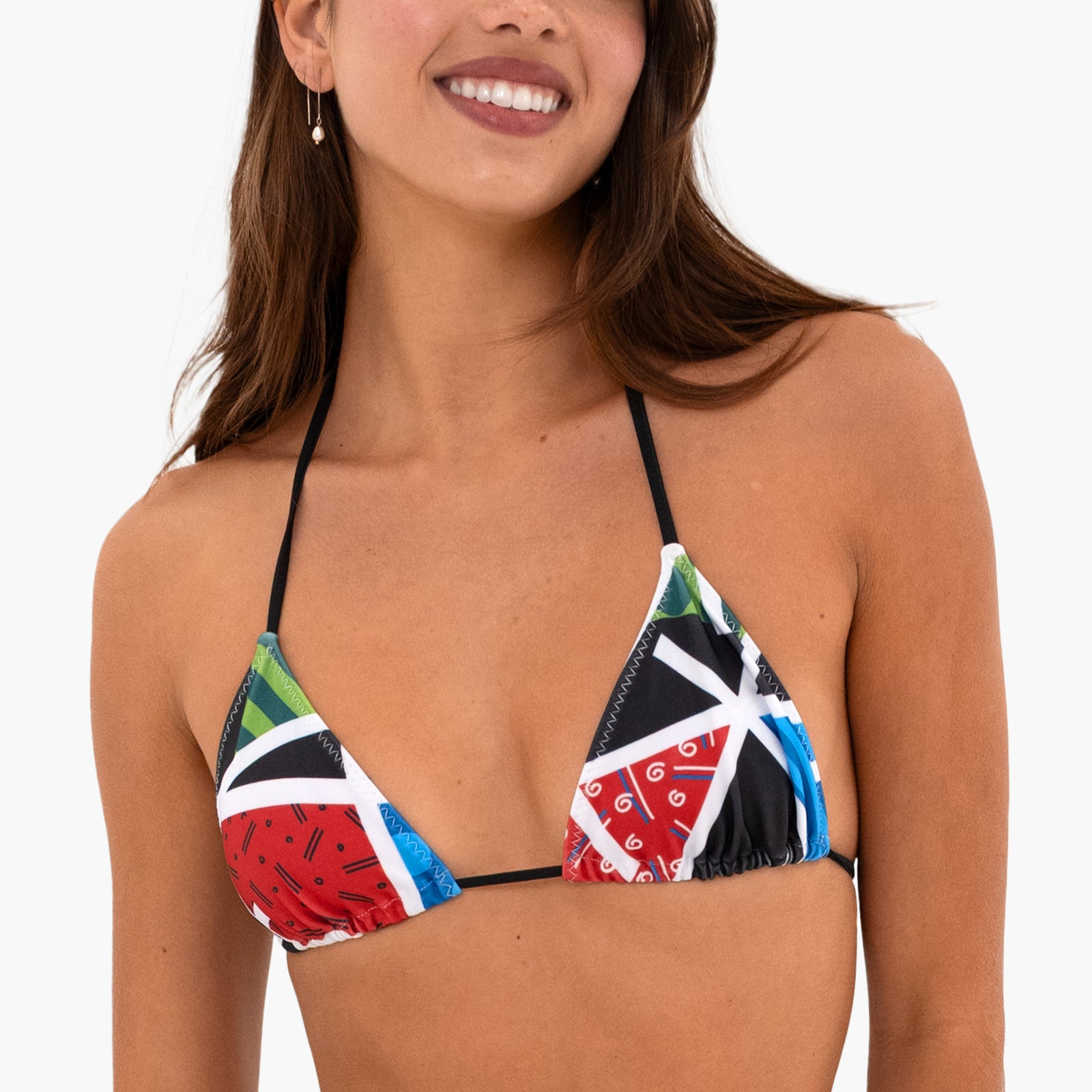 Romero Britto black landscape britto triangle bikini  colorful pop art design