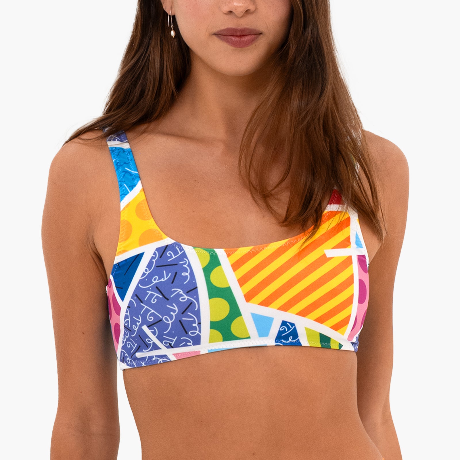 Romero Britto blue landscape britto bikini top  colorful pop art design
