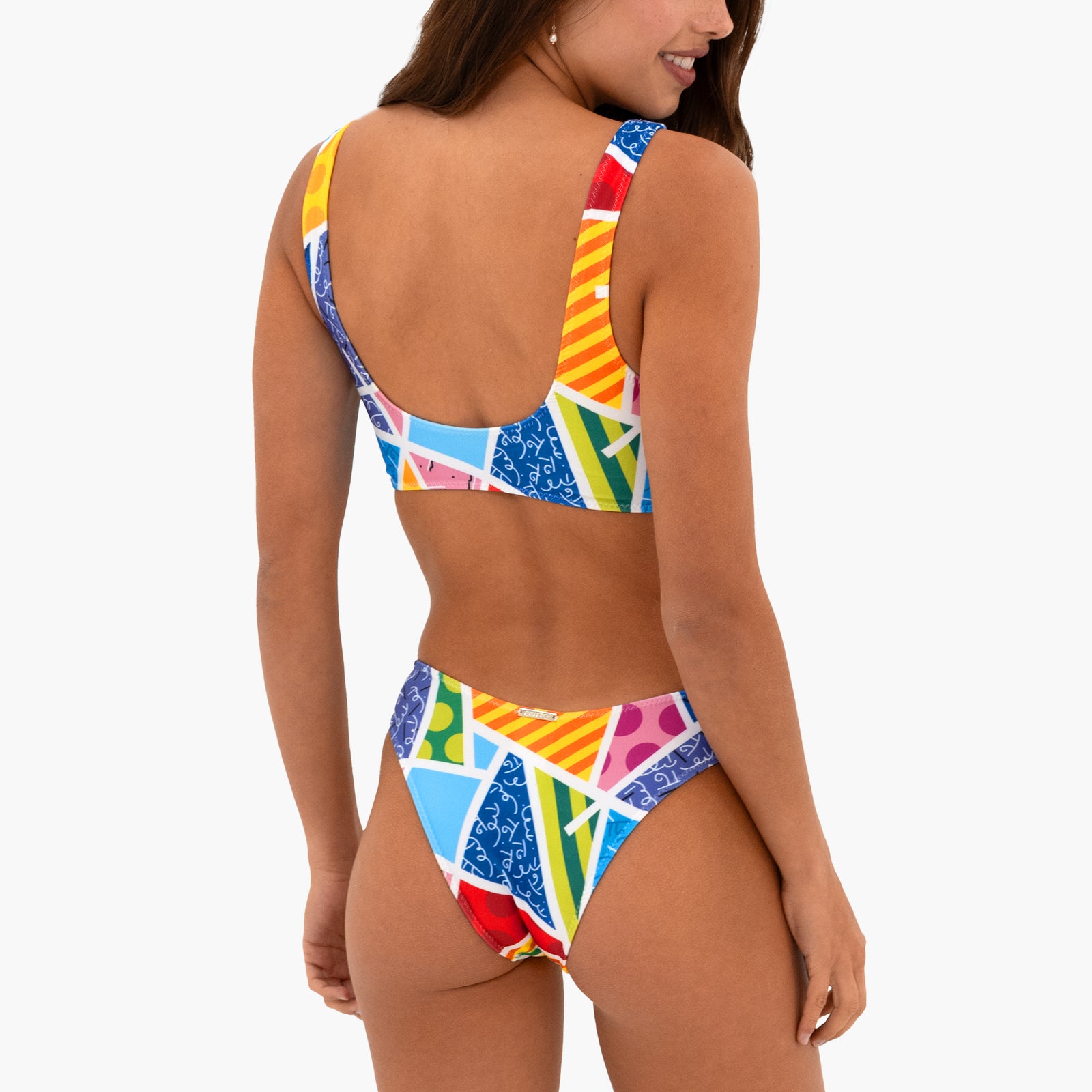 blue landscape britto bikini top  artistic colorful design collectible