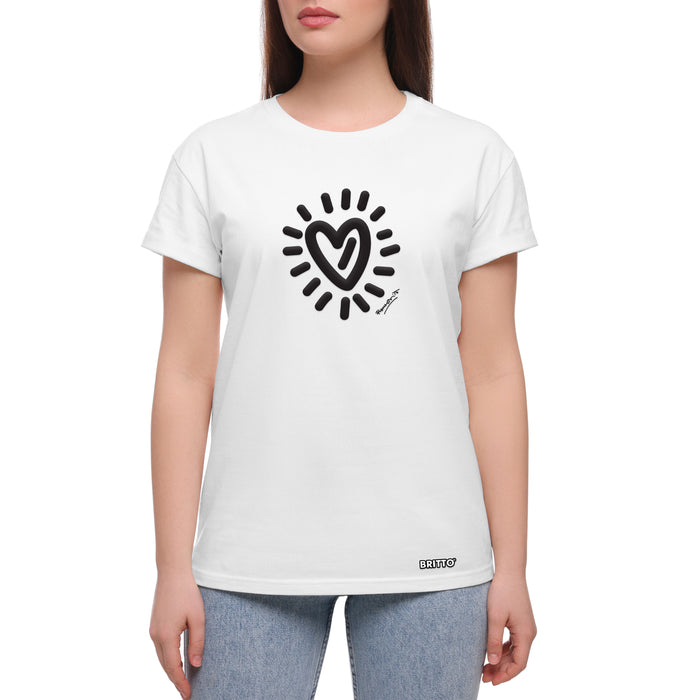 BRITTO® T Shirt - Graffiti Heart - White (Women)