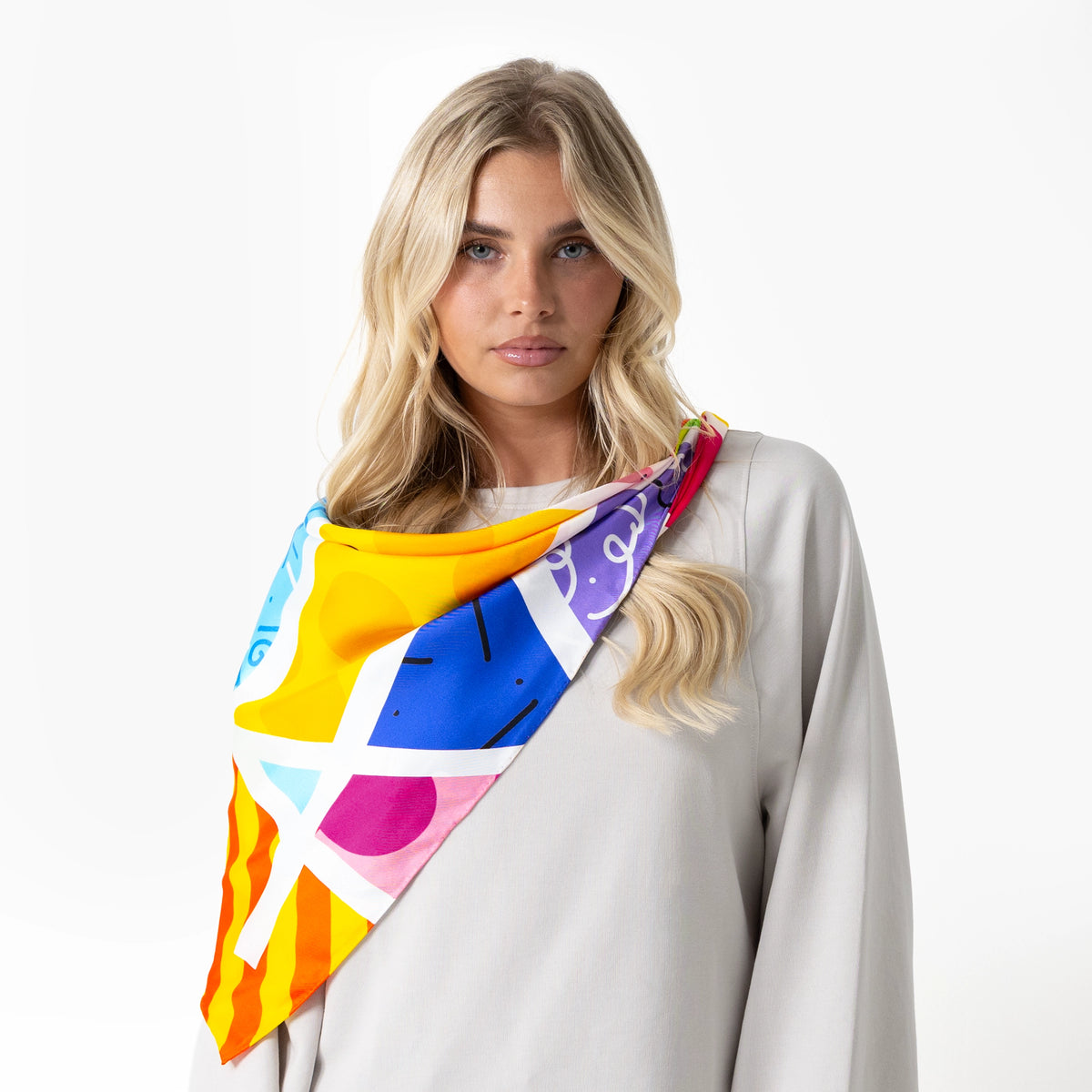 Baby Blue Landscape Britto Silk Scarf