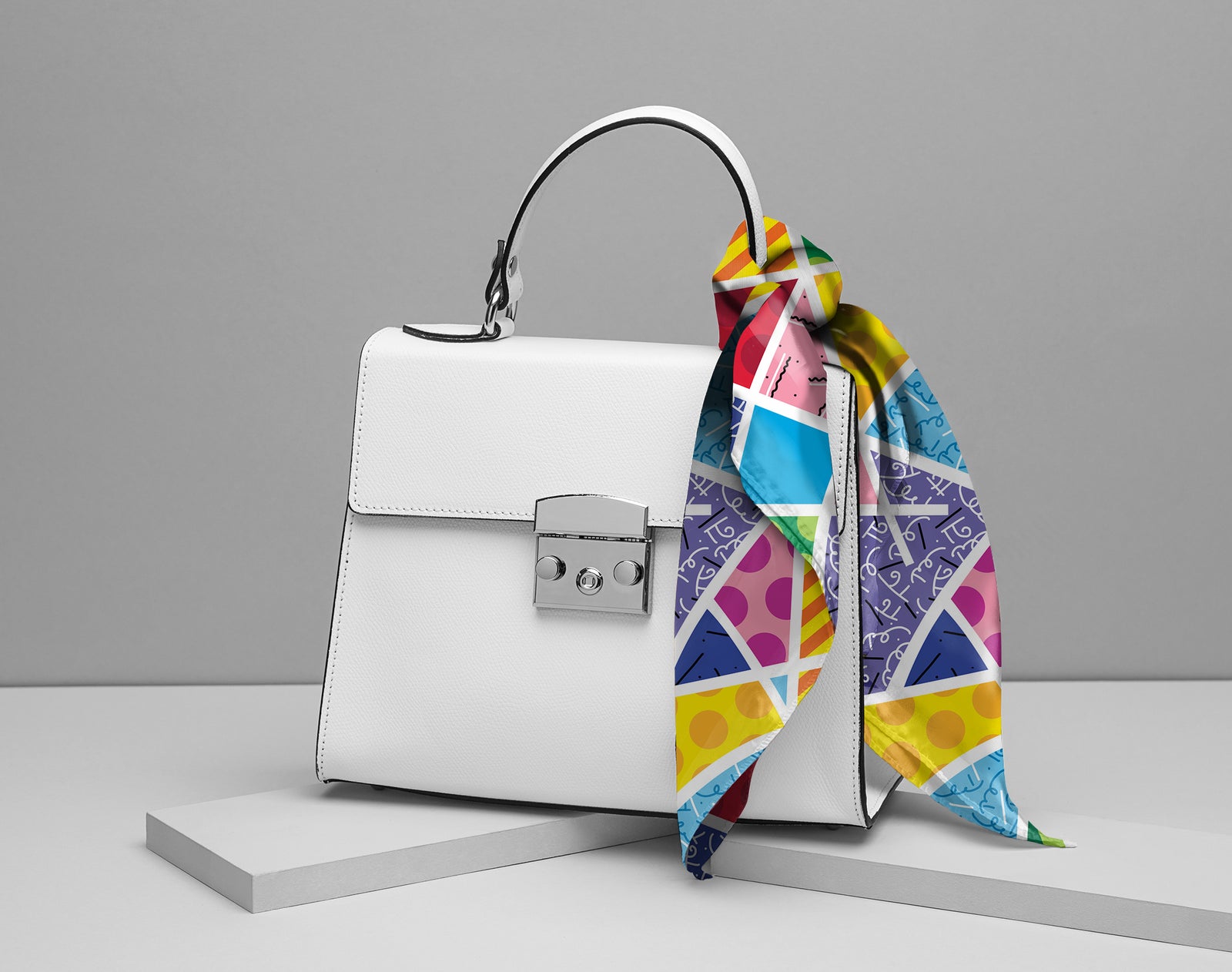 baby blue landscape britto silk  artistic colorful design collectible