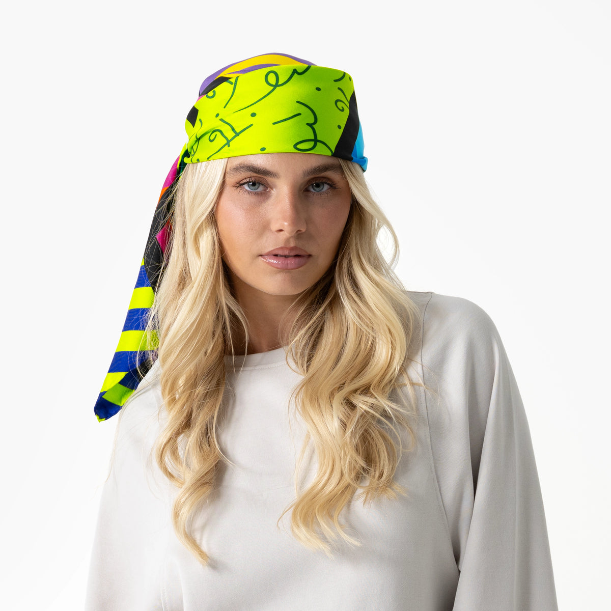 Lime Green Landscape Britto Silk Scarf