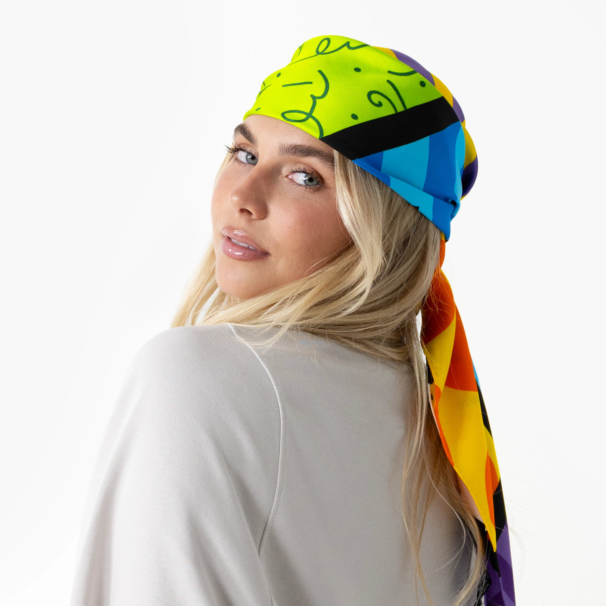 Lime Green Landscape Britto Silk Scarf