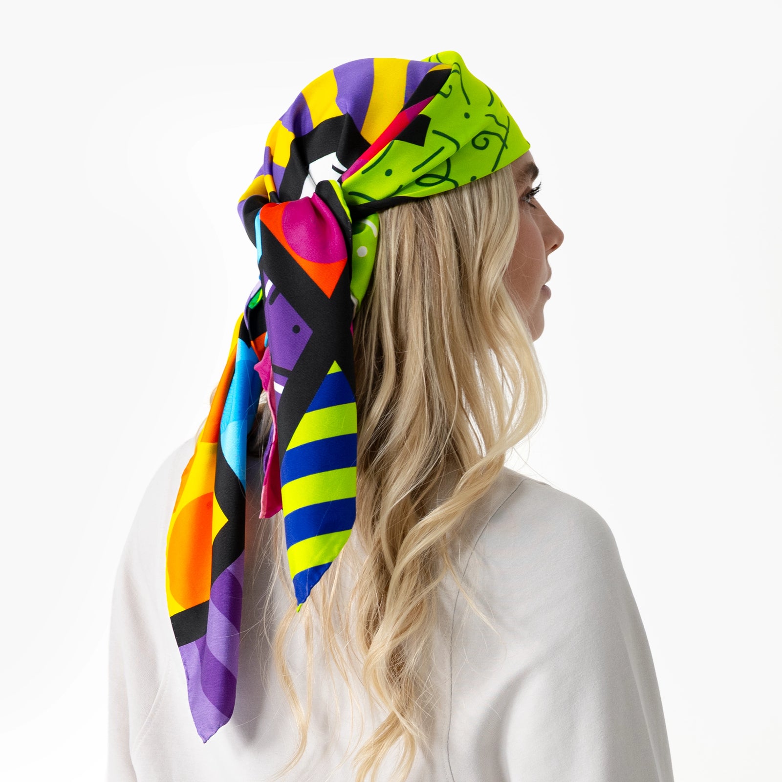 Lime Green Landscape Britto Silk Scarf