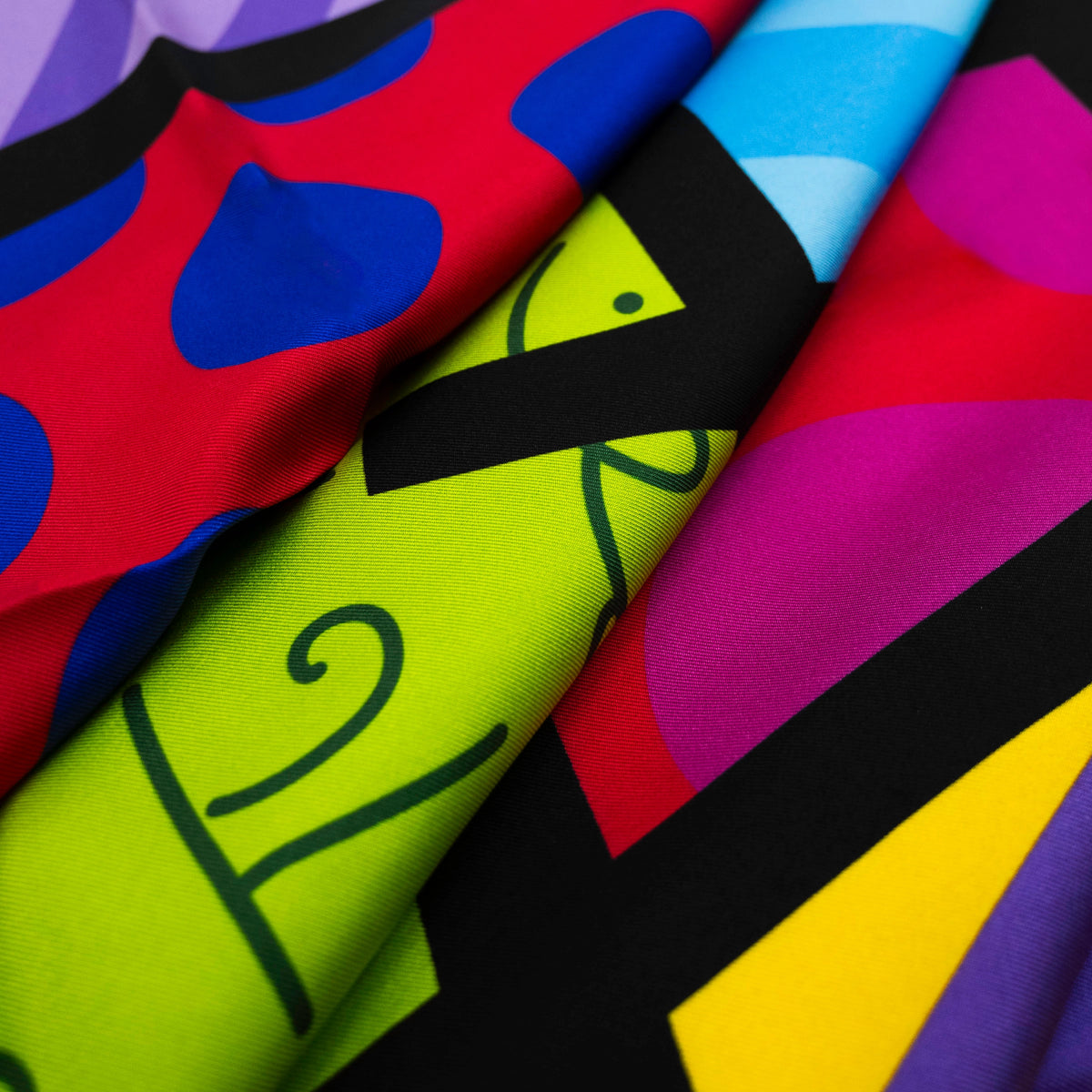 Lime Green Landscape Britto Silk Scarf