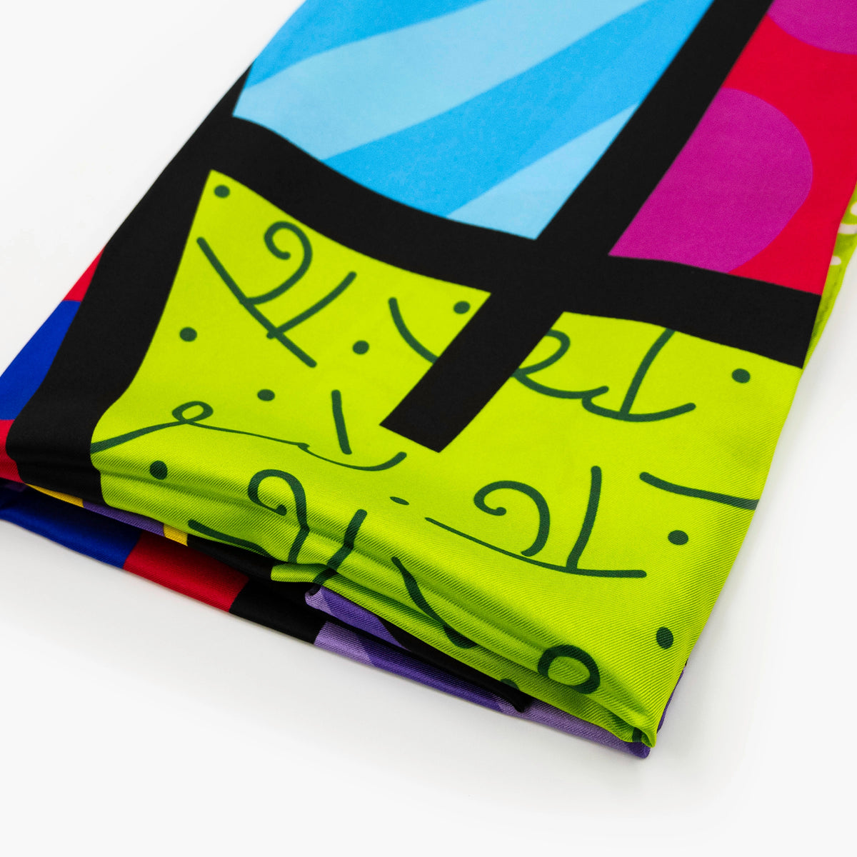 Lime Green Landscape Britto Silk Scarf