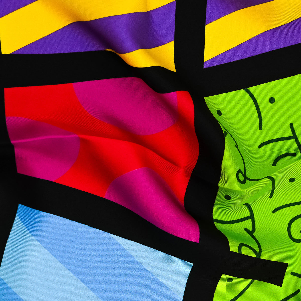 Lime Green Landscape Britto Silk Scarf