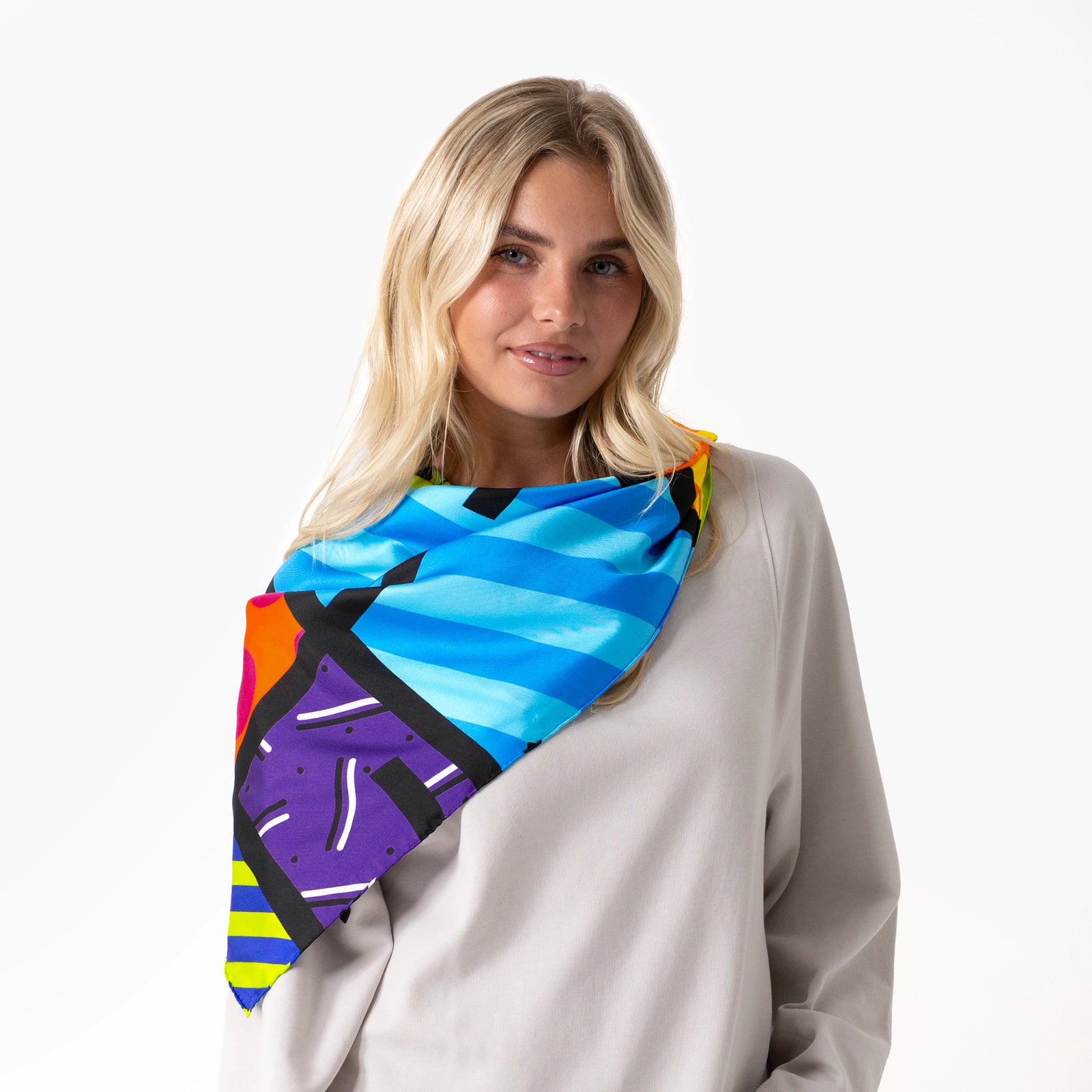 Lime Green Landscape Britto Silk Scarf