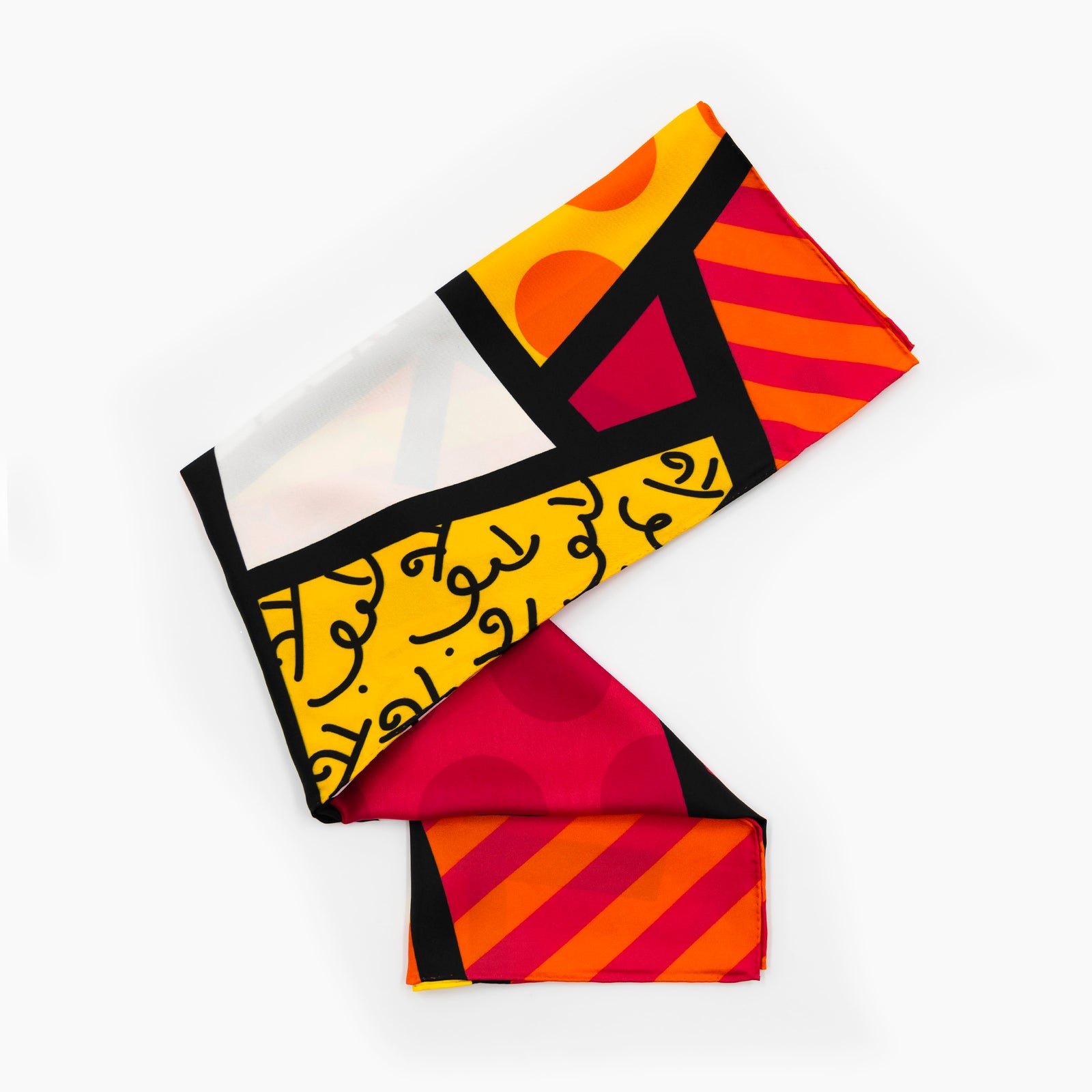 Romero Britto red landscape britto silk scarf  colorful pop art design