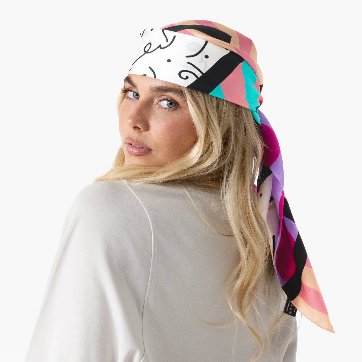 Pink Landscape Britto Silk Scarf
