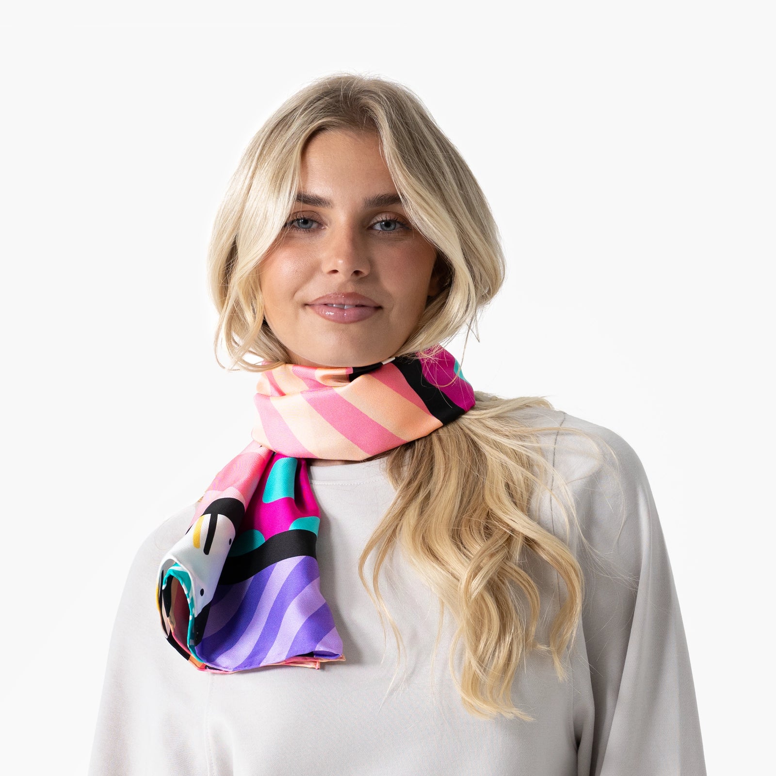 Pink Landscape Britto Silk Scarf
