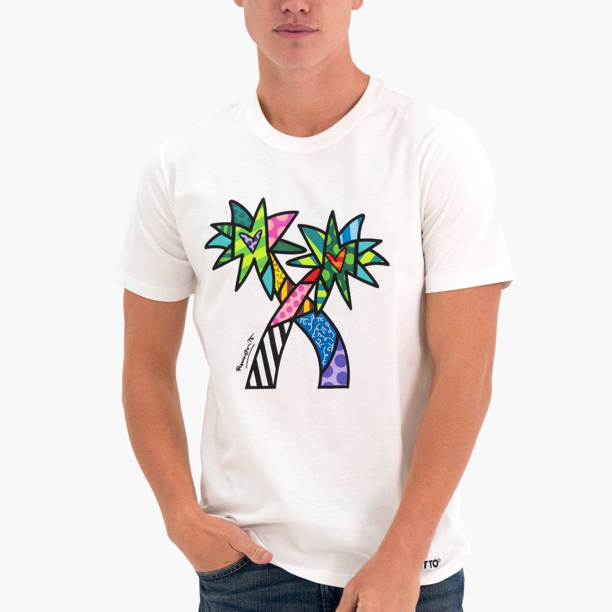 Romero Britto paradise britto tshirt for men  colorful pop art design