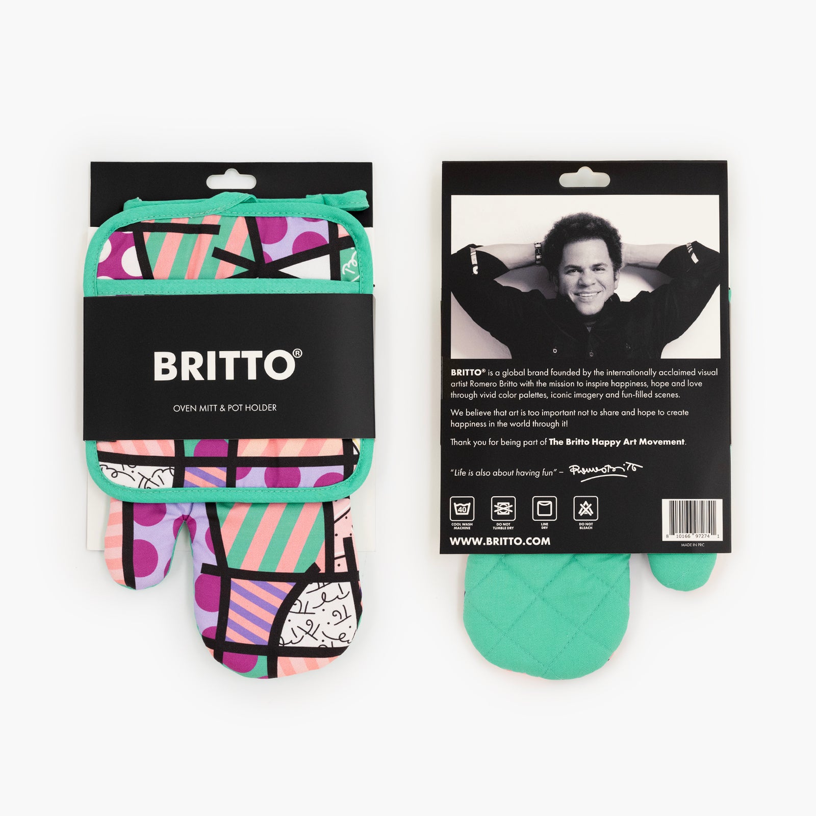 pink teal landscape britto oven  artistic colorful design collectible