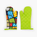 BRITTO® Oven Mitt & Potholder Set - Lime Green Landscape