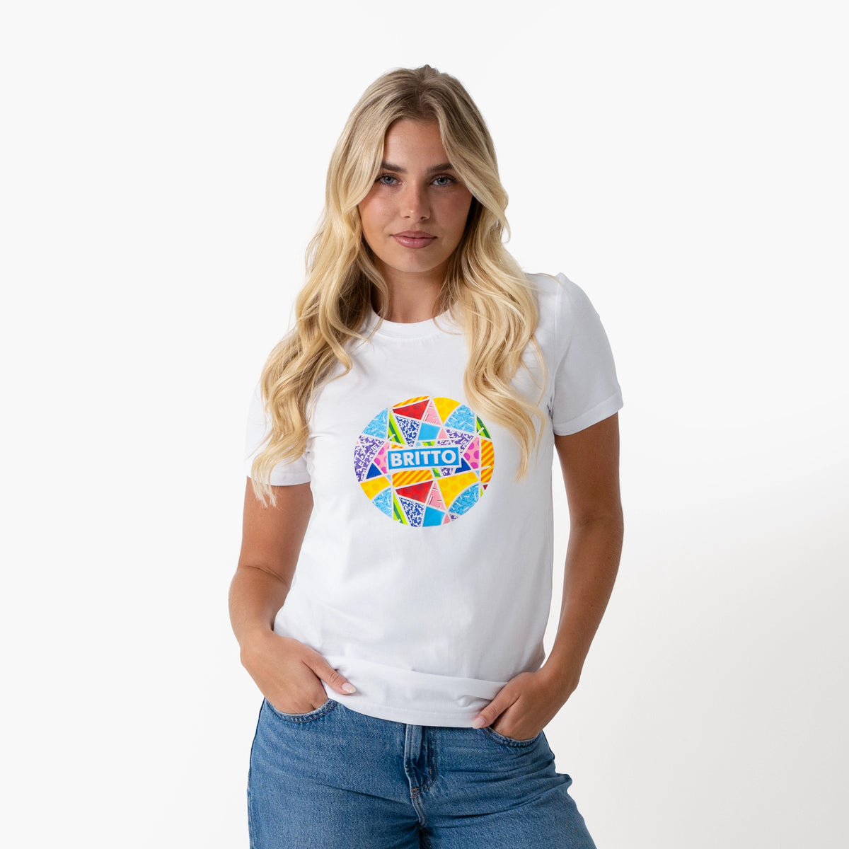 Globe Baby Blue Landscape Britto T-Shirt For Women