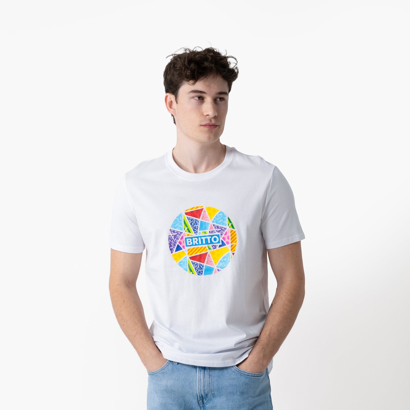 Globe Baby Blue Landscape Britto T-Shirt For Men