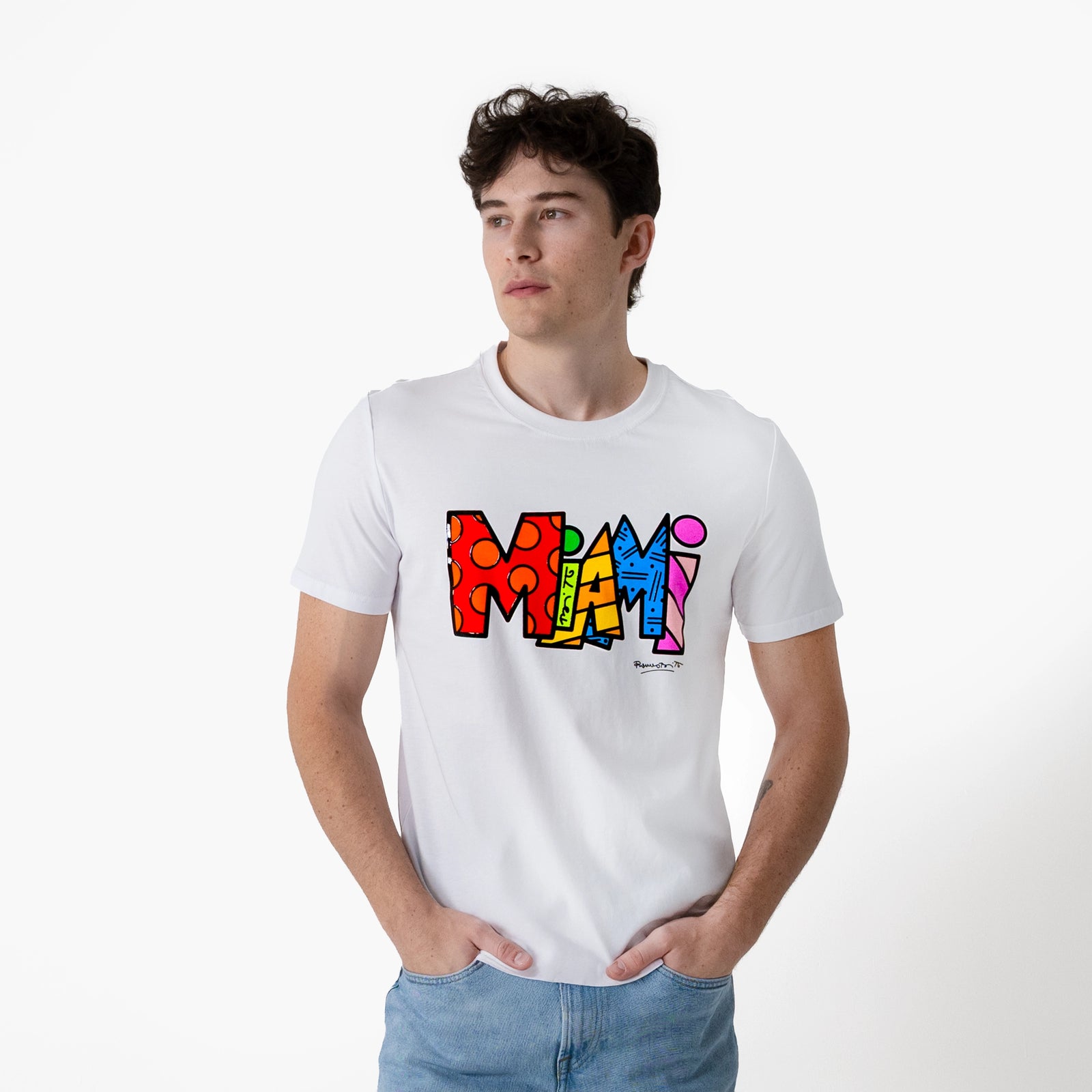 Miami White Britto T-Shirt For Men